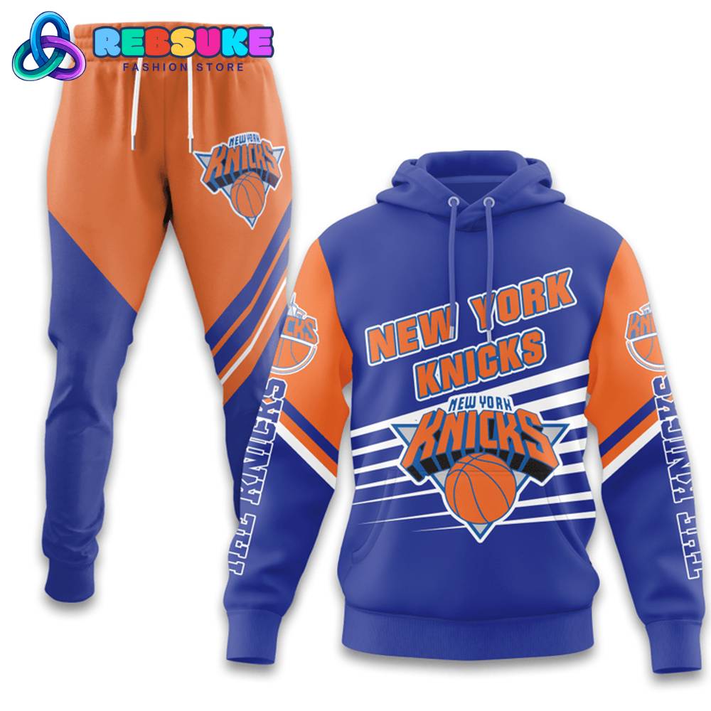 New York Knicks NBA Orange Blue Combo Hoodie Gift For Sport Music Fans