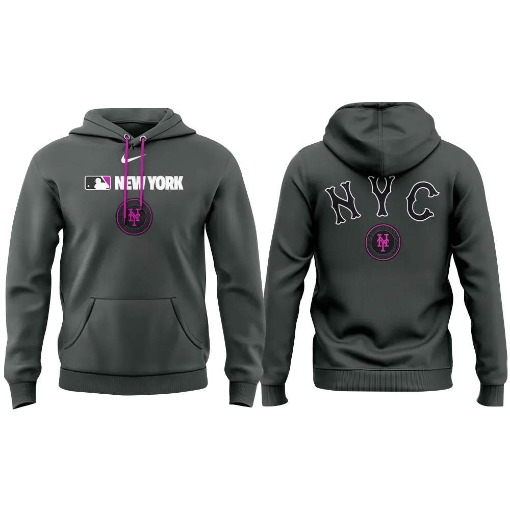 New York Mets 2025 City Connect MLB Therma Black Hoodie New York Mets Merch Fathers Day Gifts