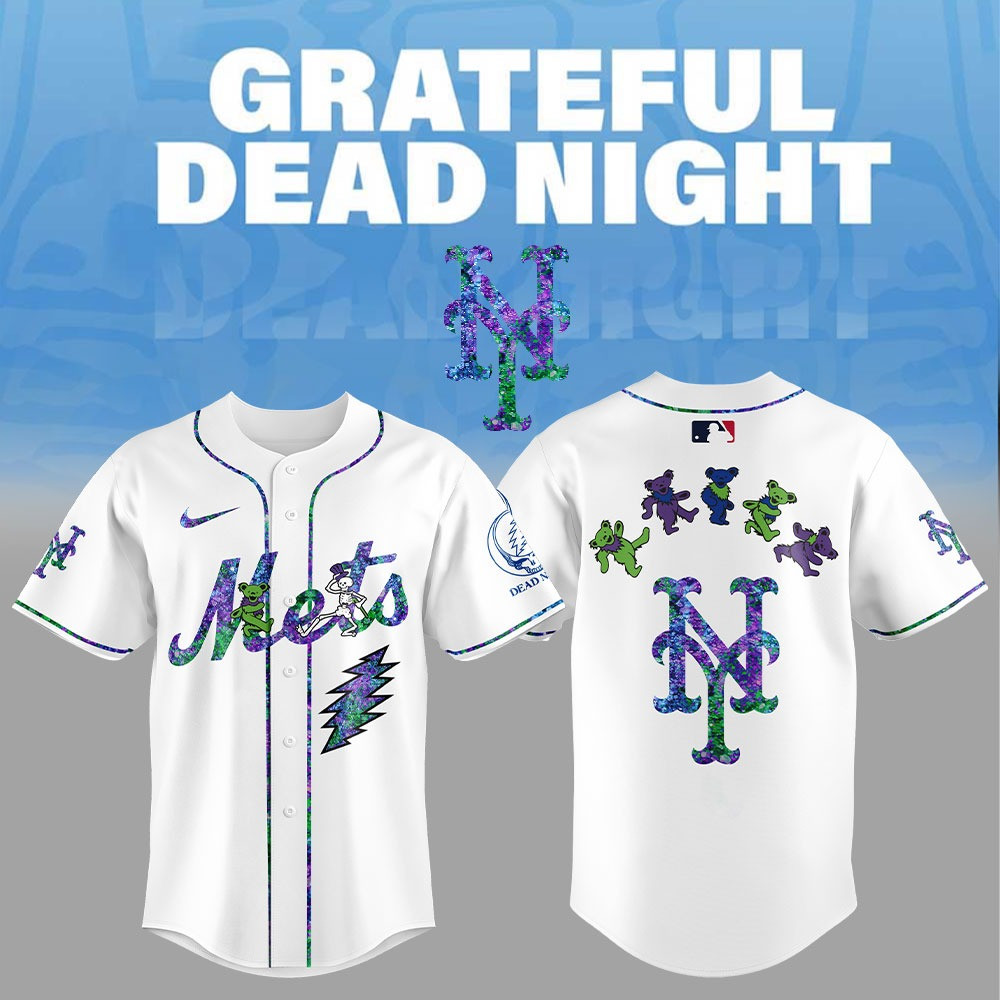 New York Mets 2025 Grateful Dead Night Jersey MLB Merch Best Gifts For Mets Fans