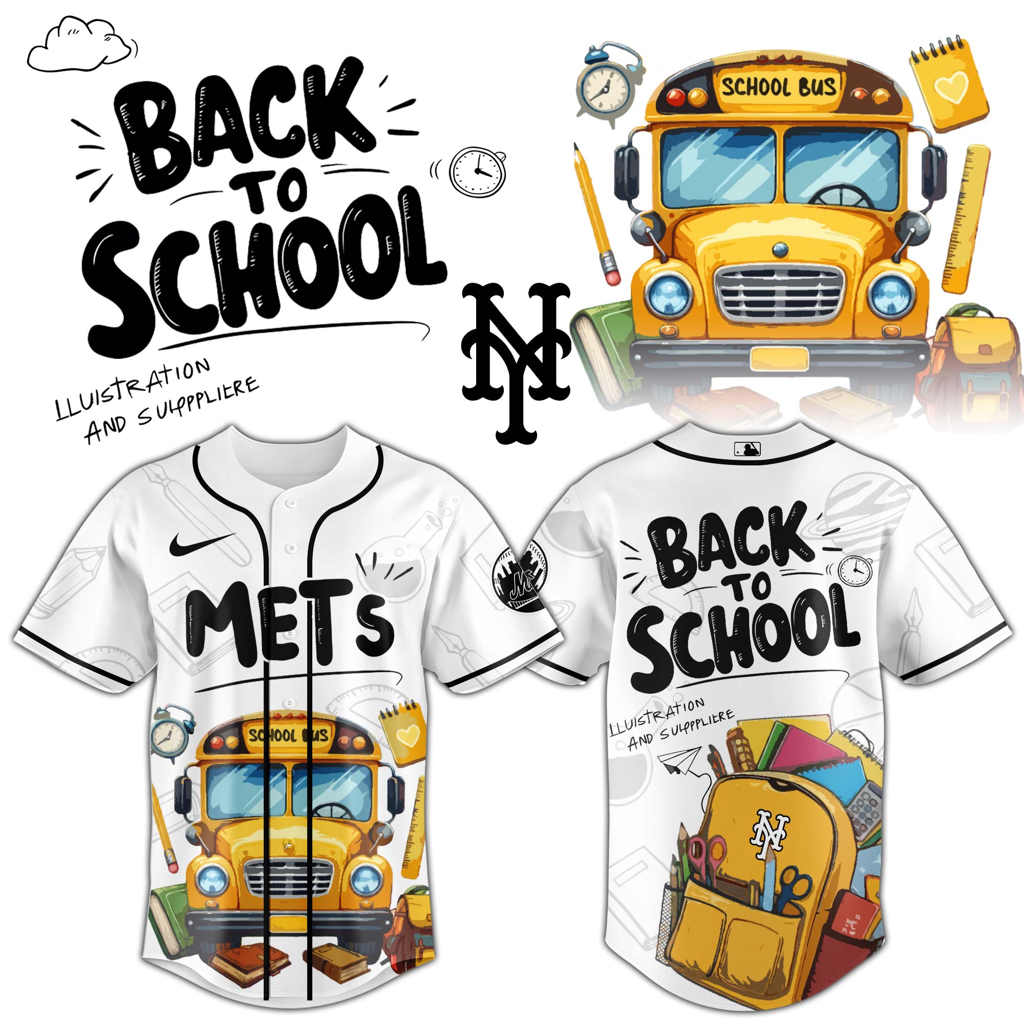 New York Mets MLB x Back To School Personalized Baseball Jersey For Fans