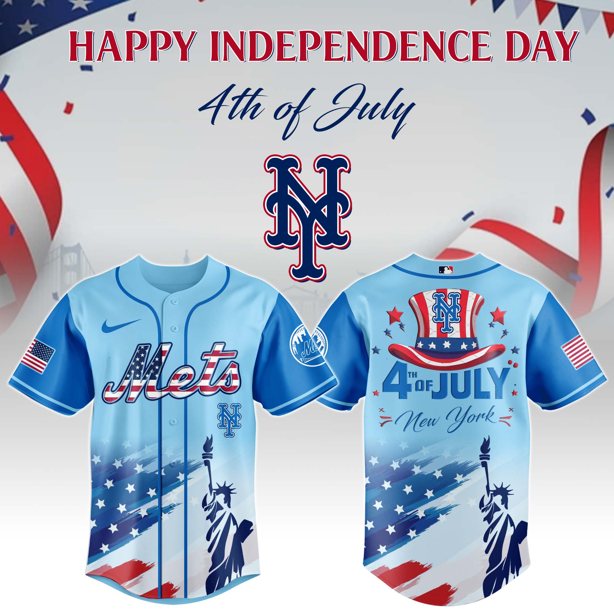 New York Mets MLB X Independence Day Personalized Baseball Jersey For Fans