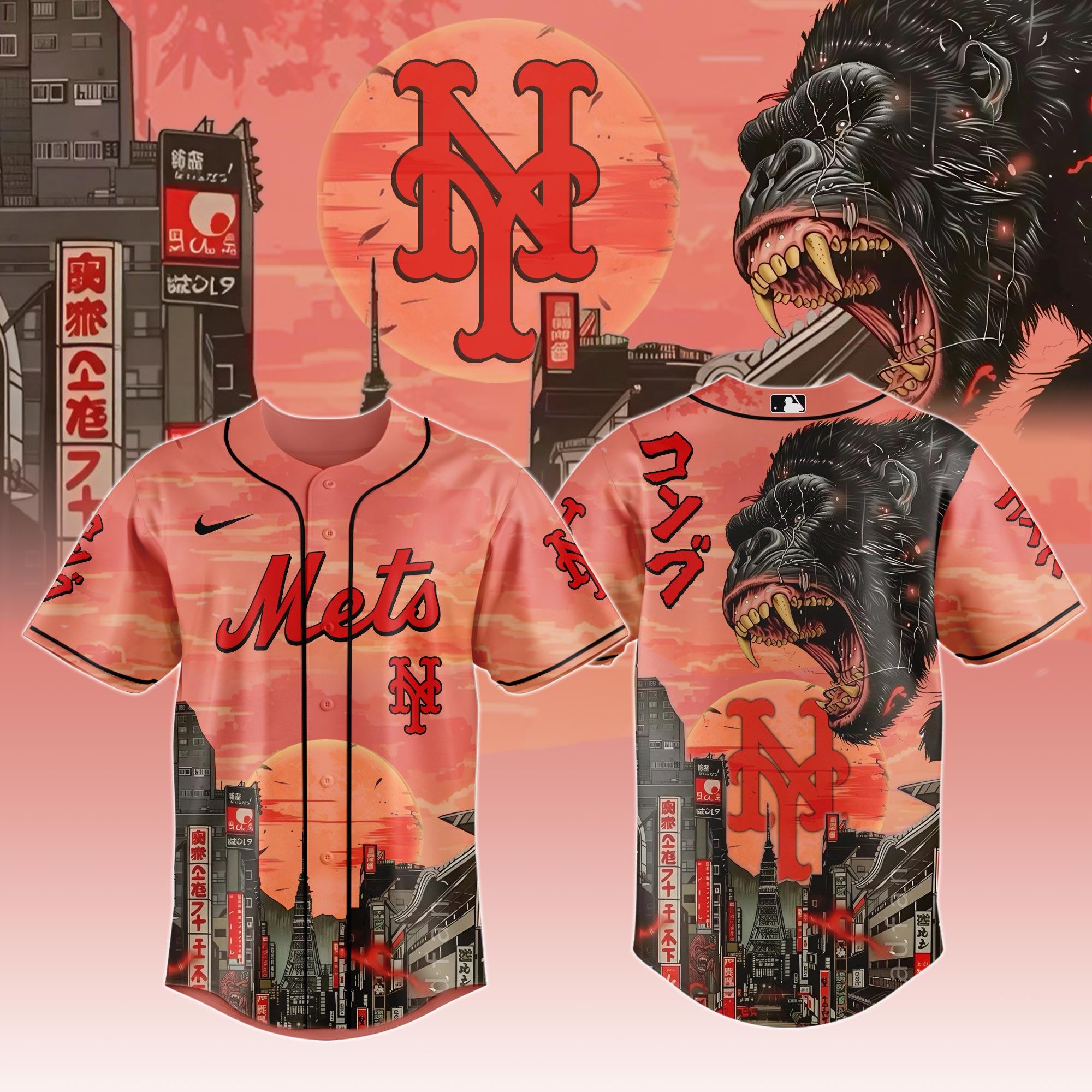 New York Mets MLB x Japanese Heritage Kong Personalized Baseball Jersey For Fans