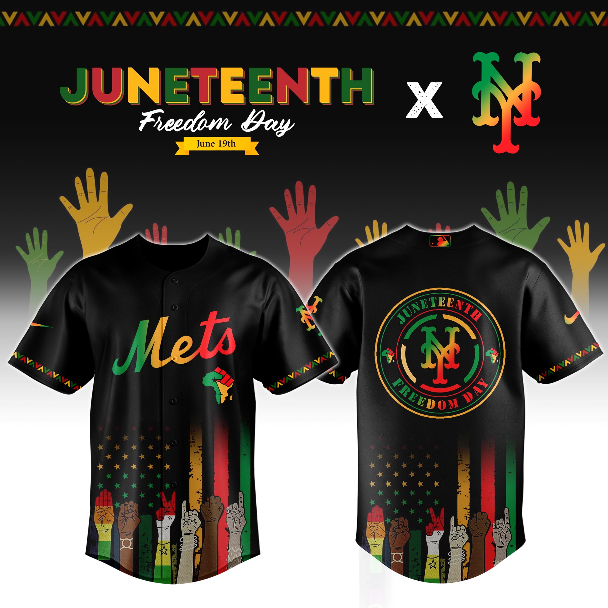 New York Mets MLB x Juneteenth Personalized Baseball Jersey For Fan