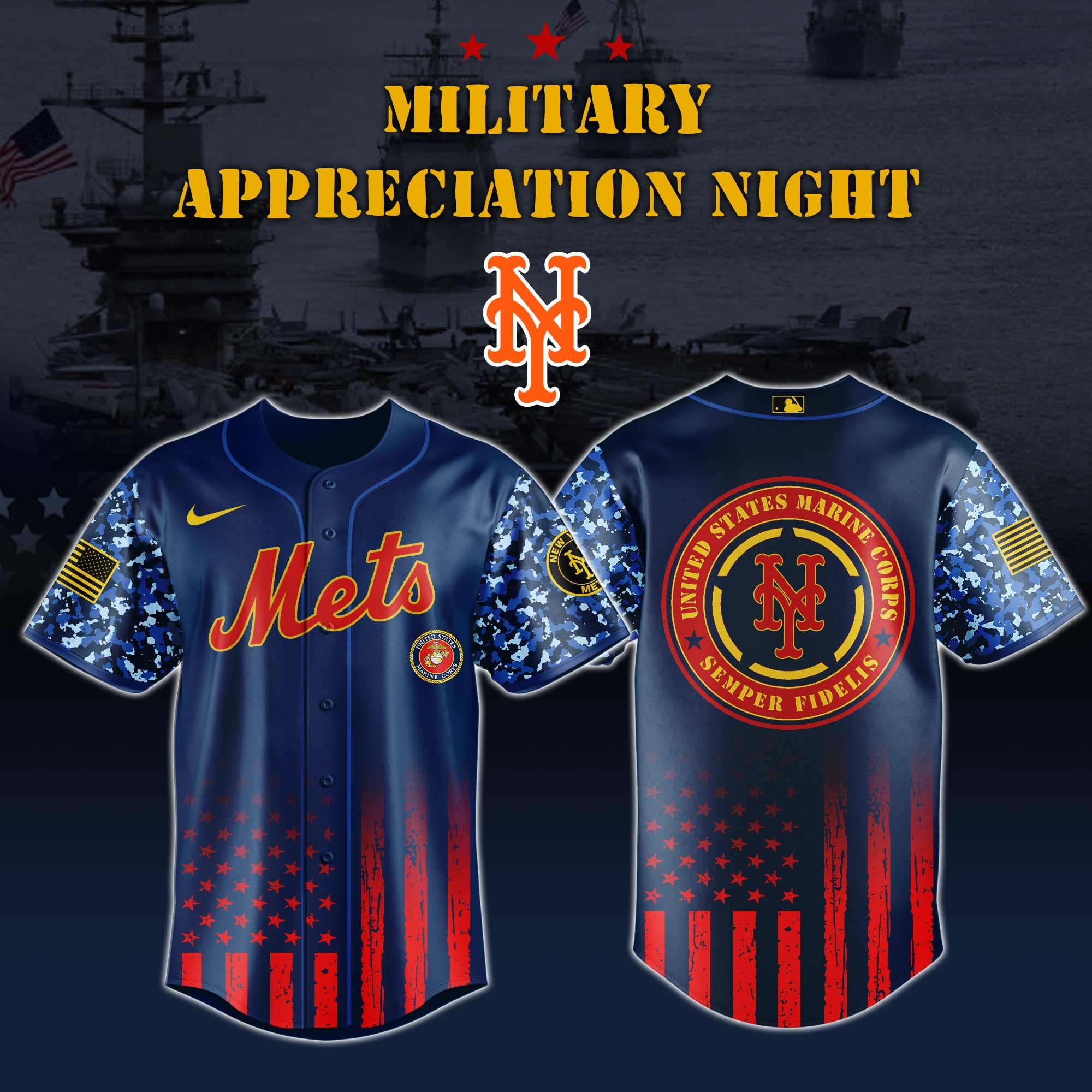 New York Mets MLB x Marine Corps Military Appreciation Night Jersey s 2025 New York Mets Merch