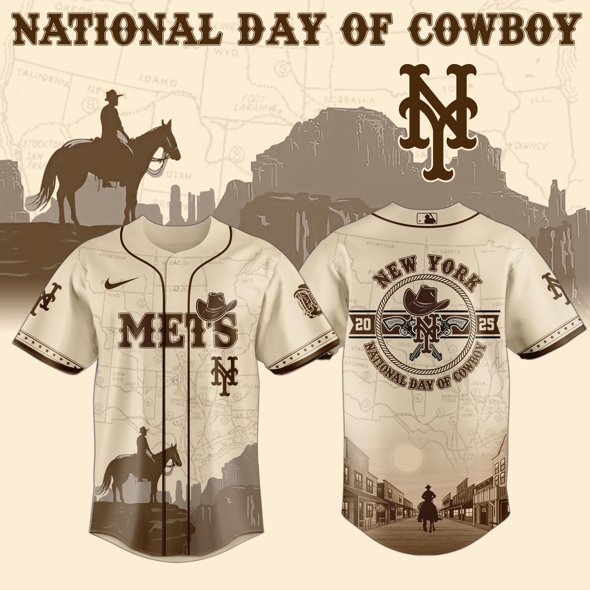 New York Mets MLB x National Day Of Cowboy Personalized Baseball Jersey For Fans