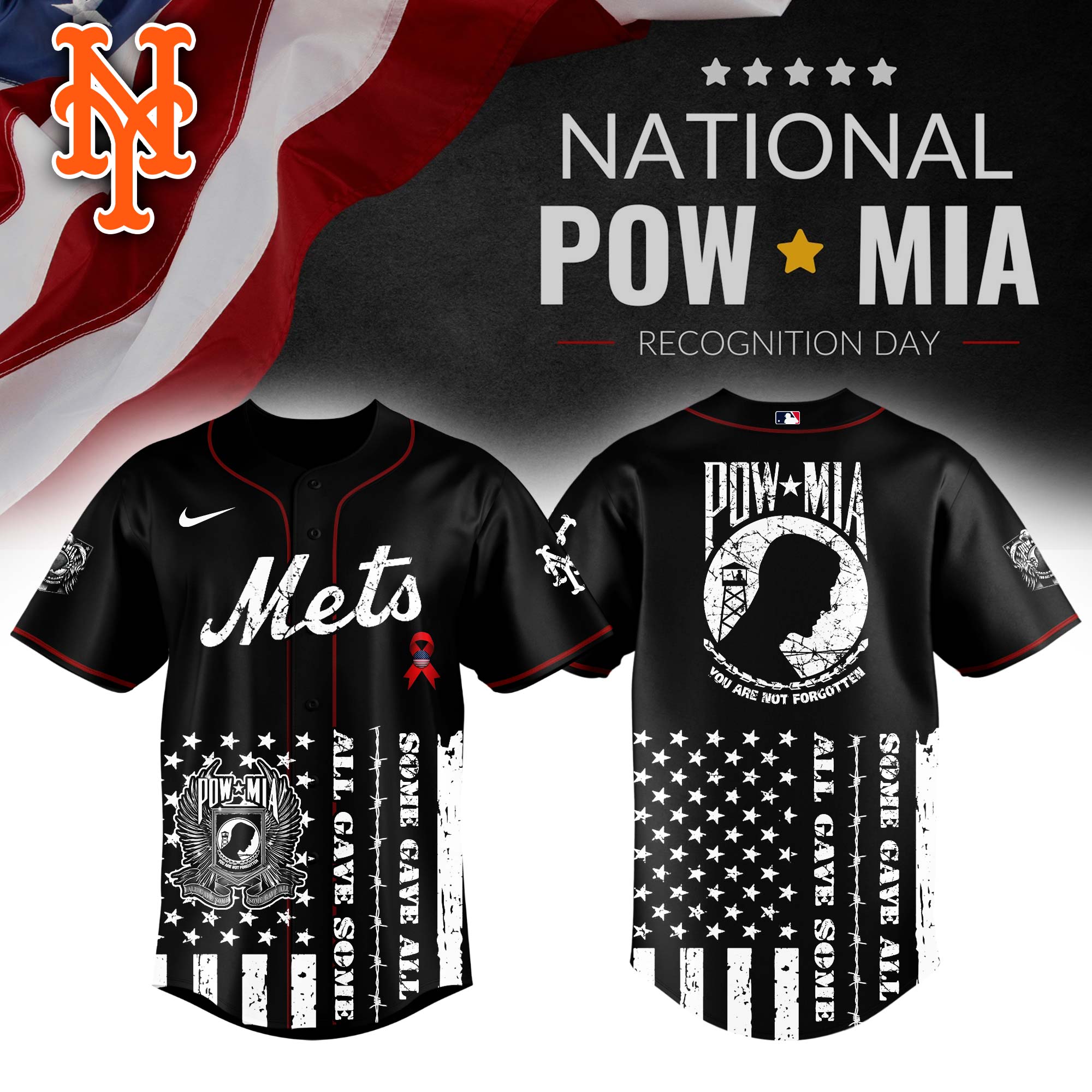 New York Mets MLB x National POW/MIA Recognition Day Personalized Baseball Jersey For Fans