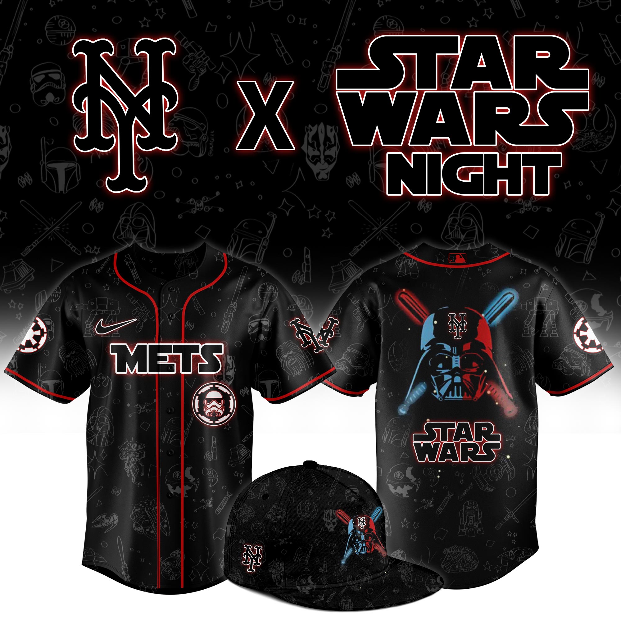 New York Mets MLB x Star Wars Night Personalized Baseball Jersey For Fans