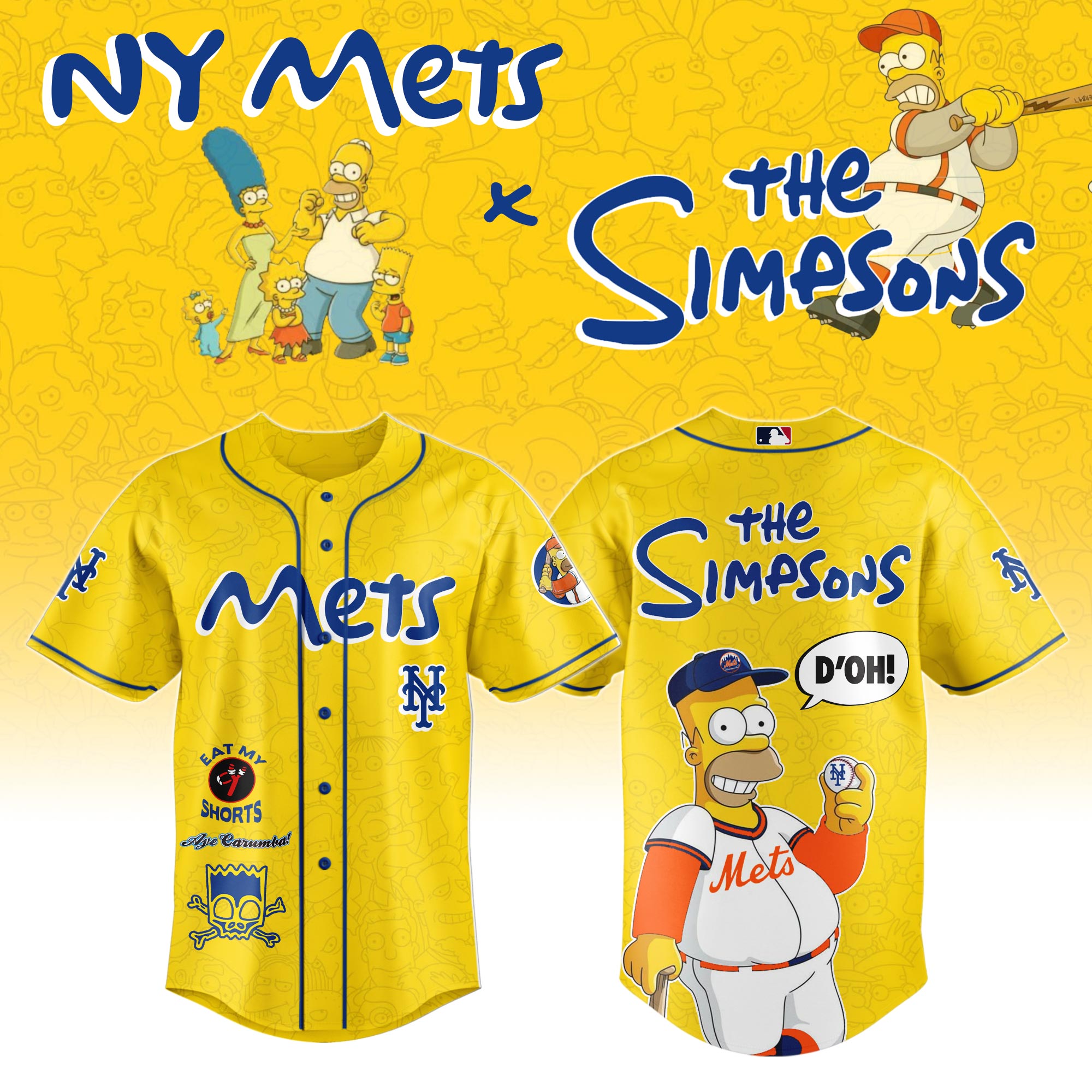 New York Mets MLB x The Simpsons Personalized New Baseball Jersey For Fans