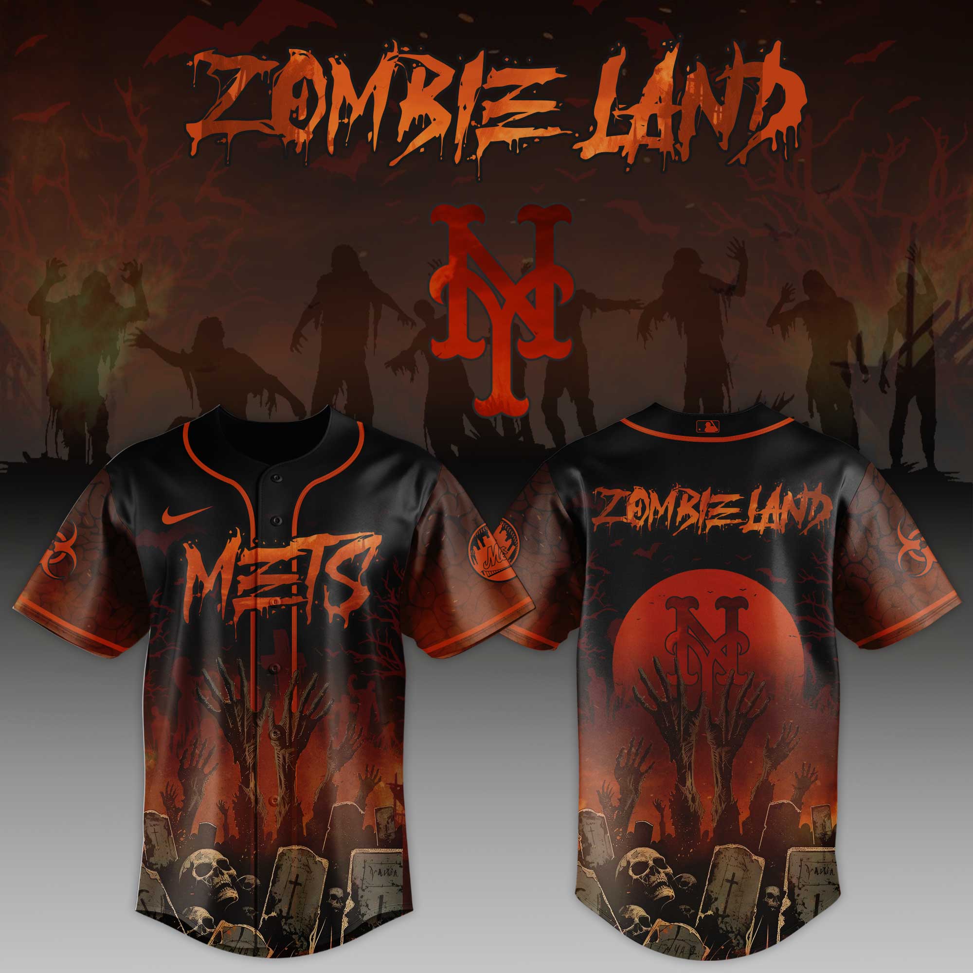 New York Mets MLB x Zombie Land Personalized Baseball Jersey For Fans