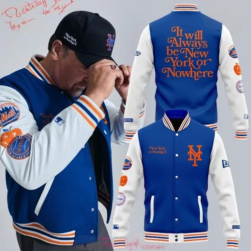 New York Mets New York or Nowhere Varsity Jacket Baseball Player Gift Ideas