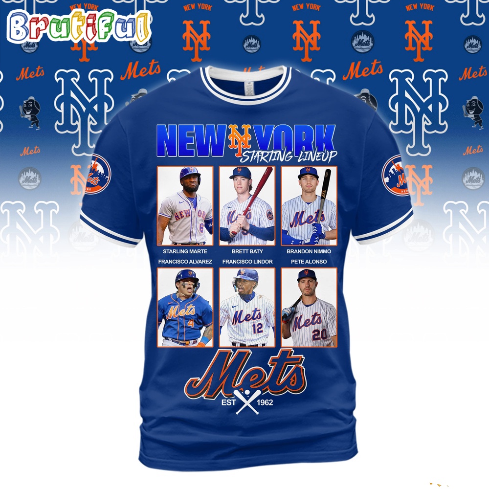 New York Mets Starting Lineup Est 1962 3D Shirt