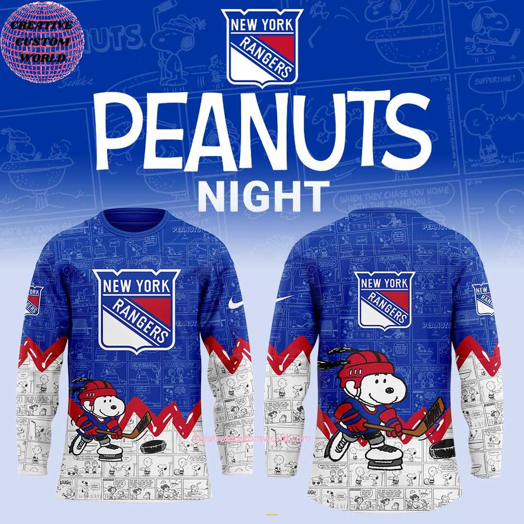 New York Rangers Peanuts Night 2025 75th Anniversary Hockey Jersey
