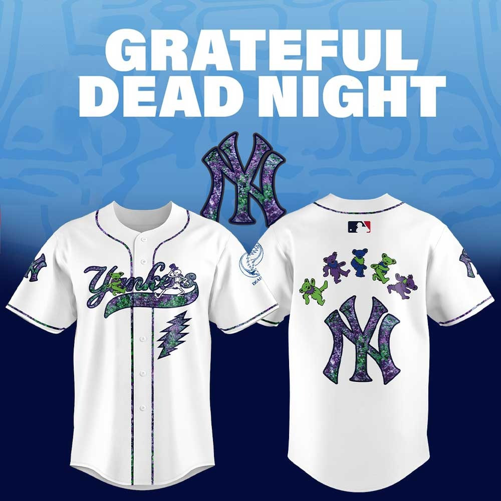 New York Yankees 2025 Grateful Dead Night Jersey MLB Merch Gifts For Baseball Fans