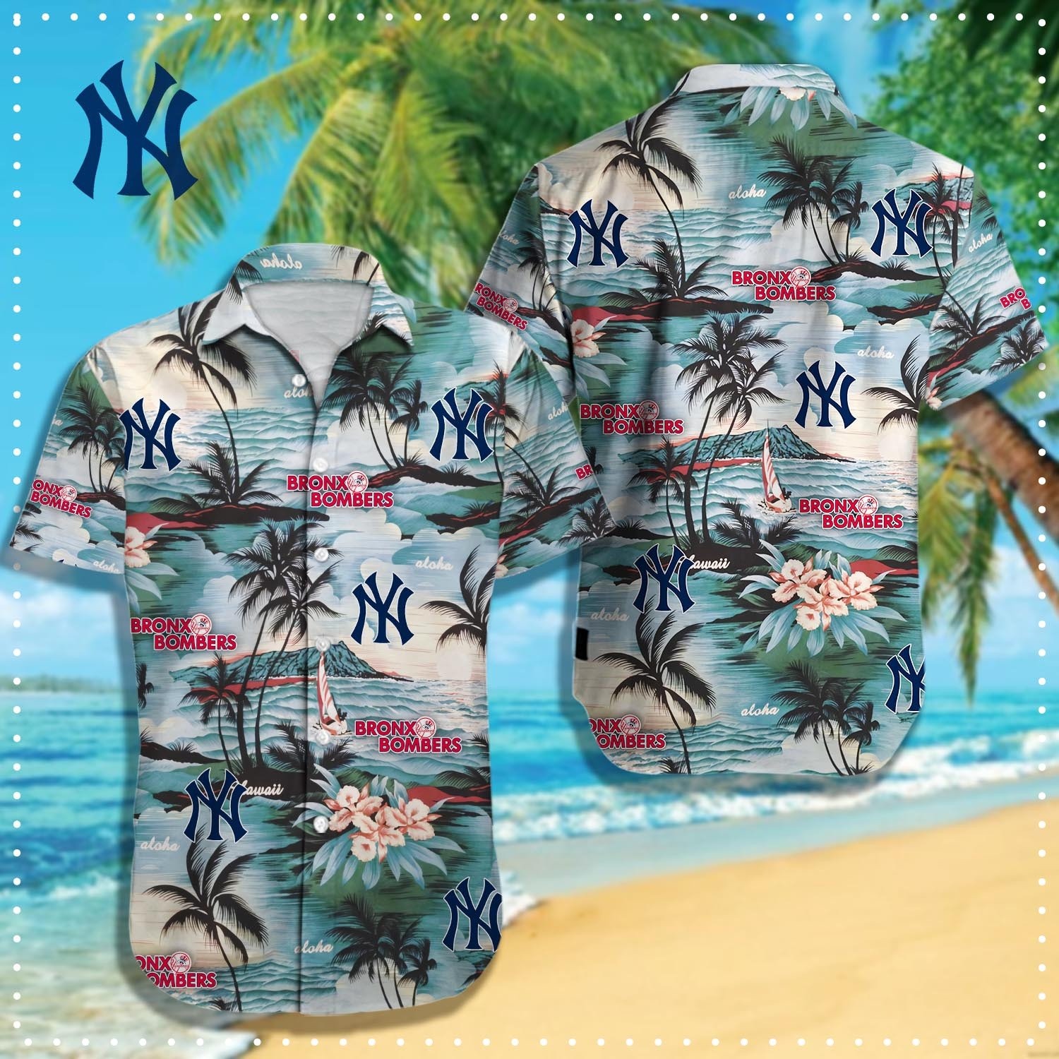New York Yankees Coastal Vibes Aloha Hawaiian Shirt for Men And Women Gift For Sport Music Fans