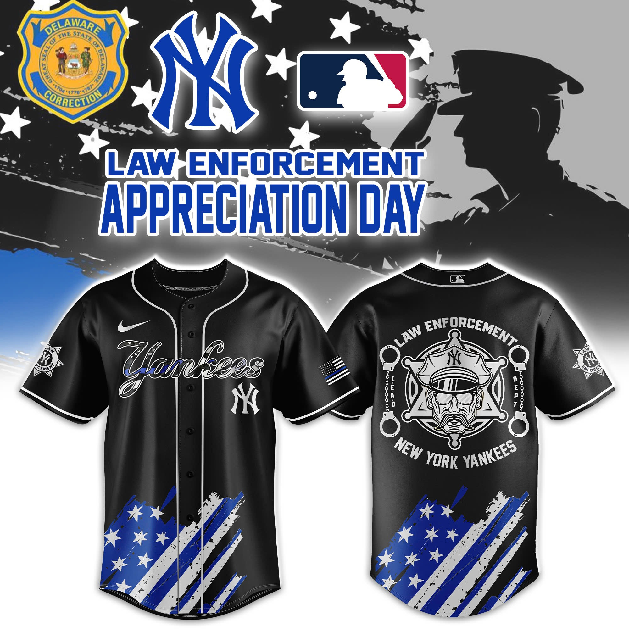 New York Yankees Law Enforcement Appreciation Day Baseball Jersey Baseball Team Gift Ideas