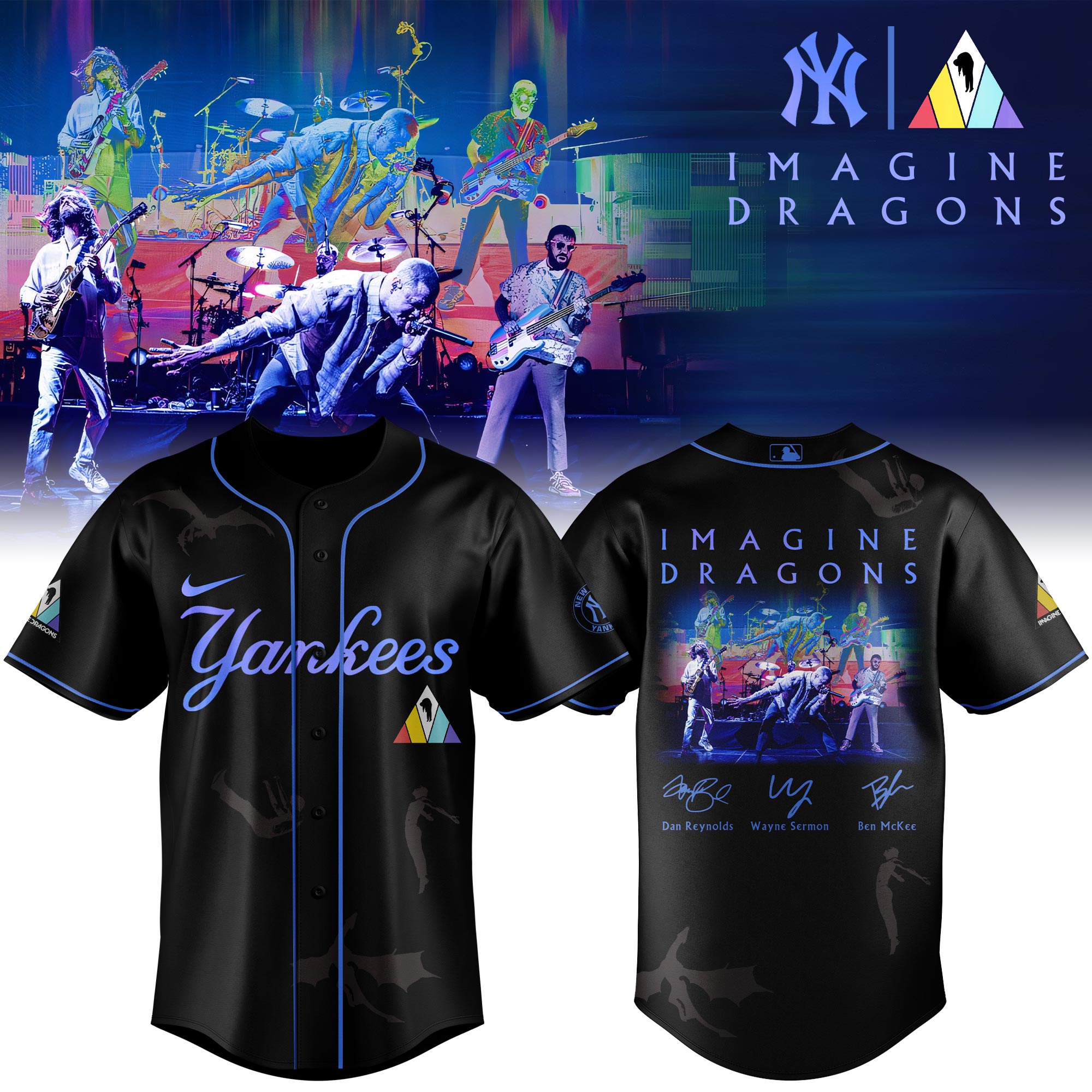 New York Yankees MLB x Imagine Dragons 17th Anniversary Tour Personalized Baseball Jersey For Fans