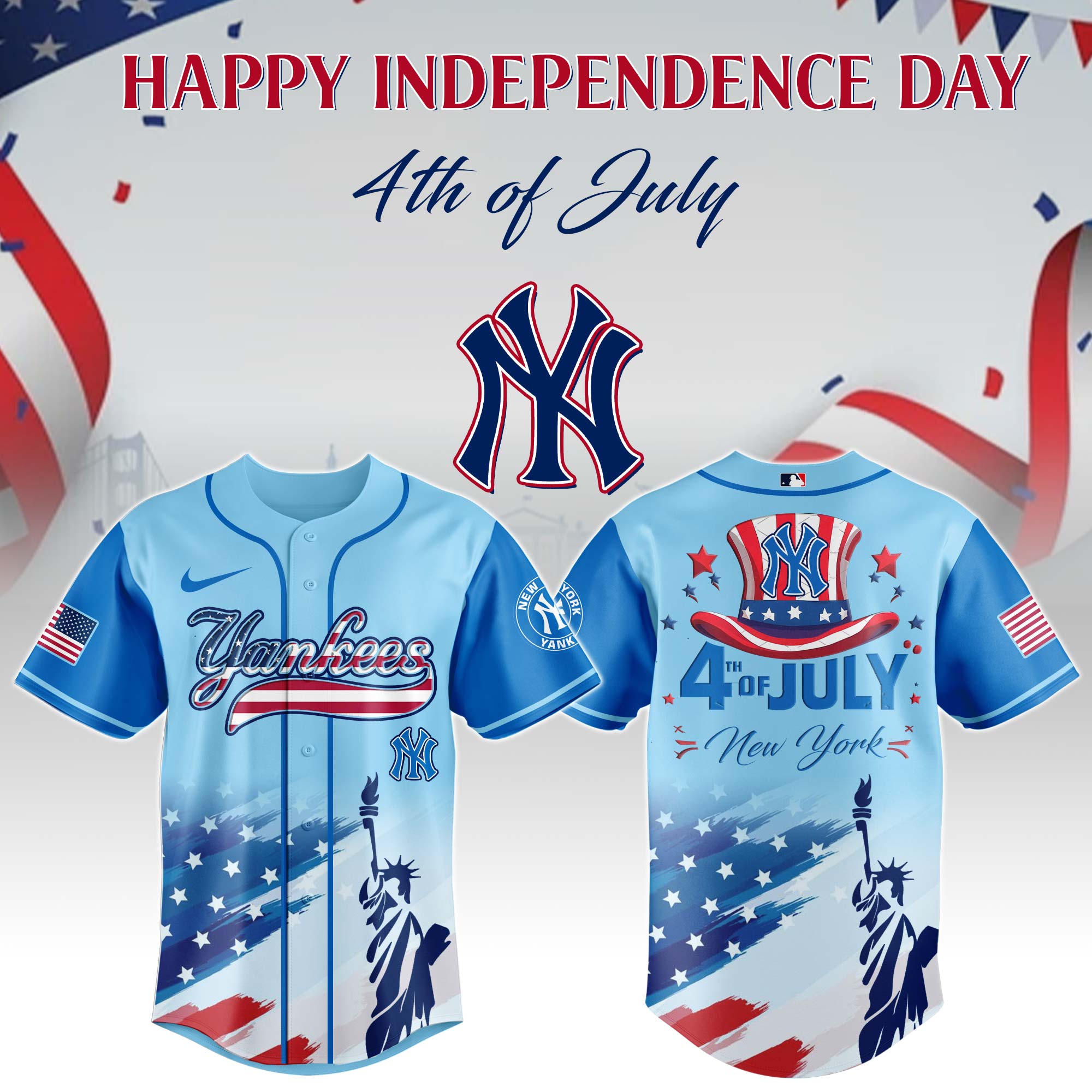 New York Yankees MLB X Independence Day Personalized Baseball Jersey For Fans
