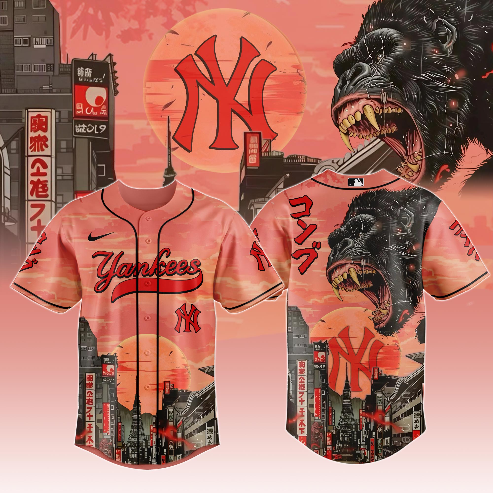 New York Yankees MLB x Japanese Heritage Kong Personalized Baseball Jersey For Fans