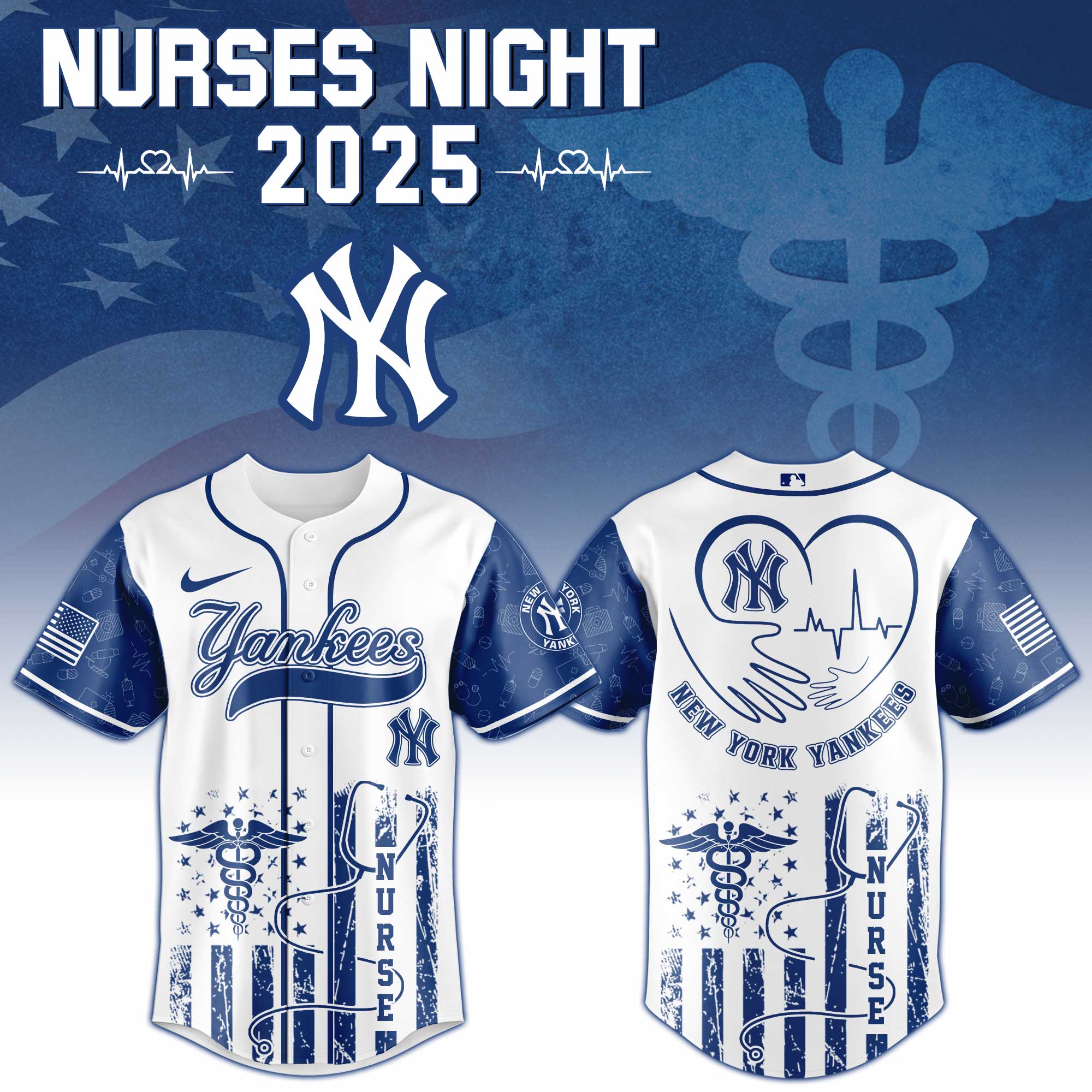 New York Yankees MLB x Nurses Personalized Baseball Jersey For Fans