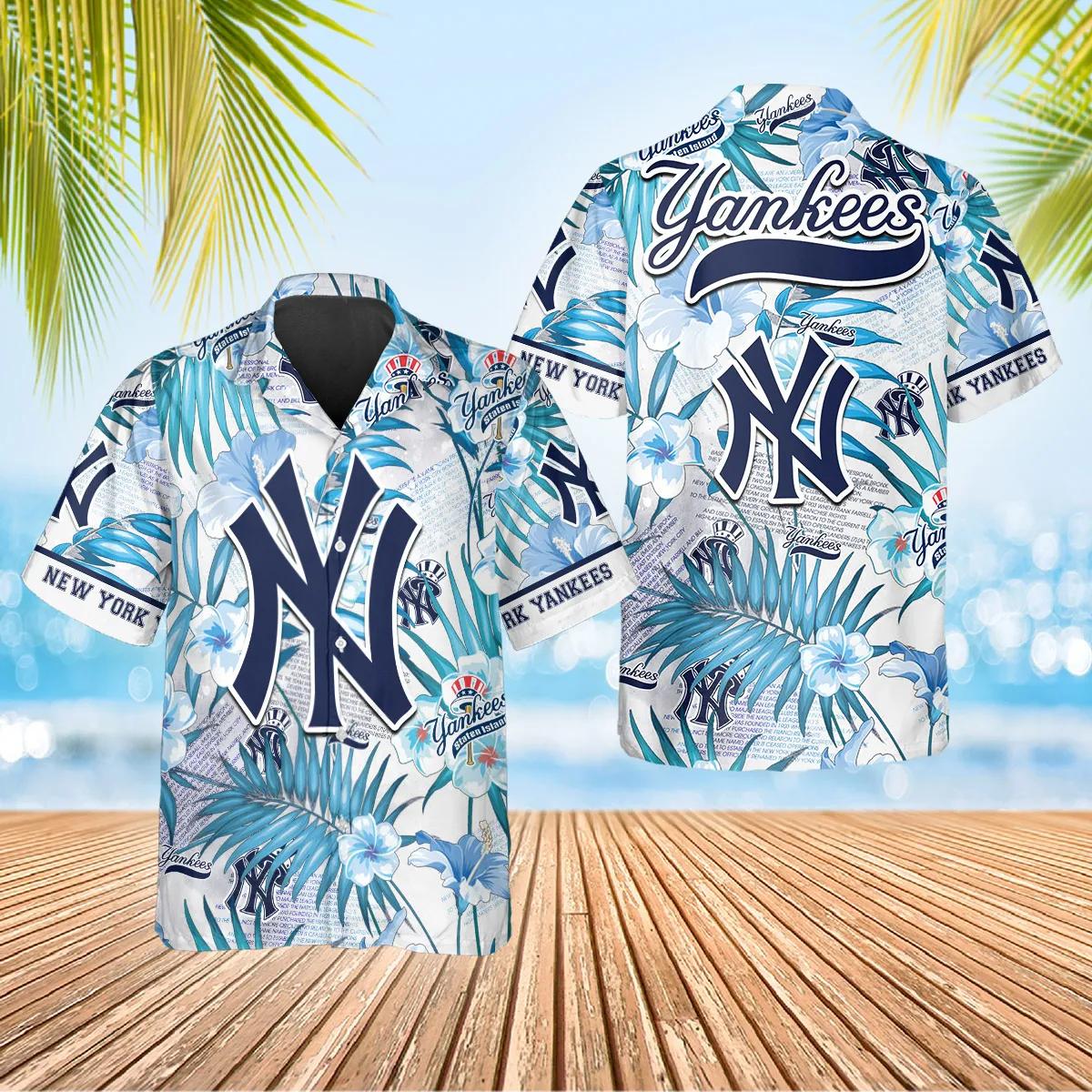 New York Yankees Ocean Breeze Aloha Hawaiian Shirt for Men And Women Gift For Sport Music Fans