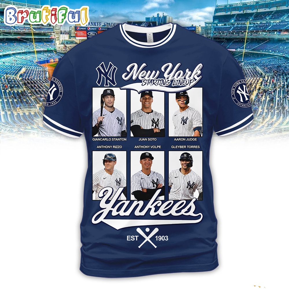 New York Yankees Starting Lineup Est 1903 3D Shirt