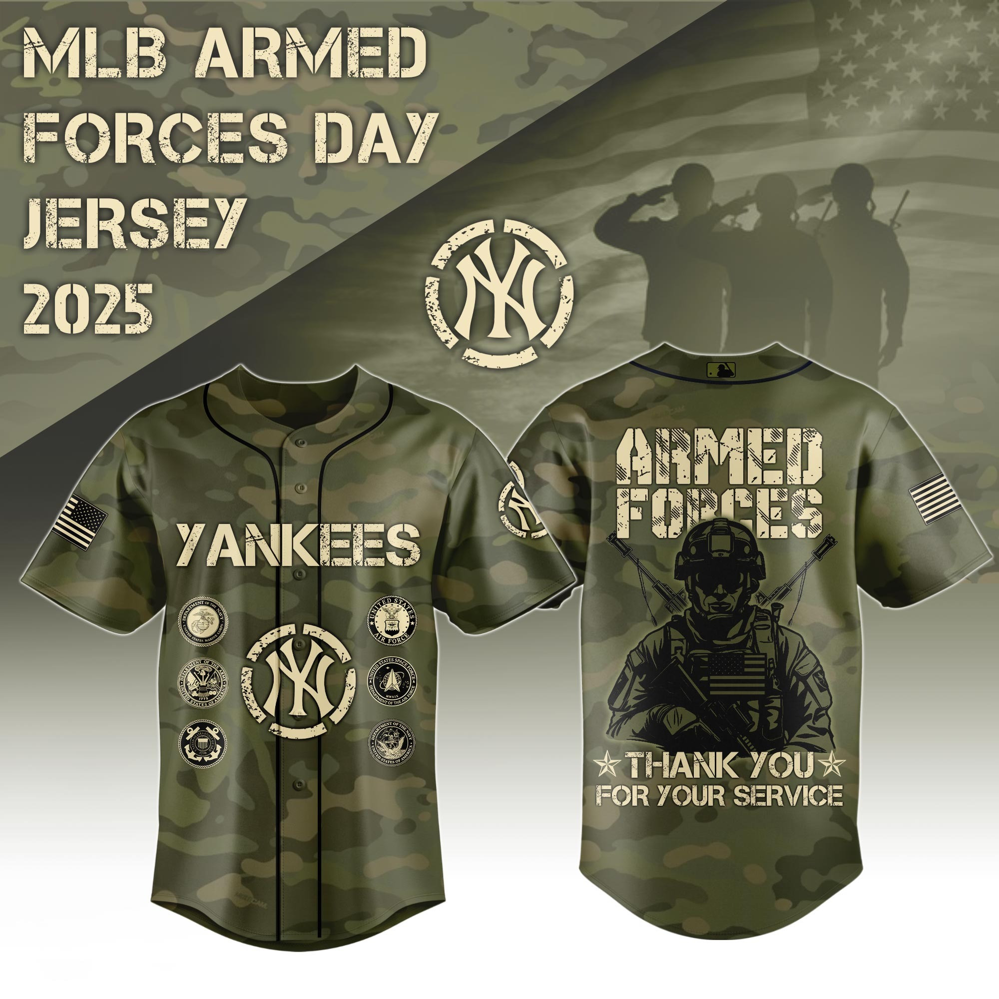 New York Yankees USA Armed Forces Day Jersey Best Gifts For Baseball Fans