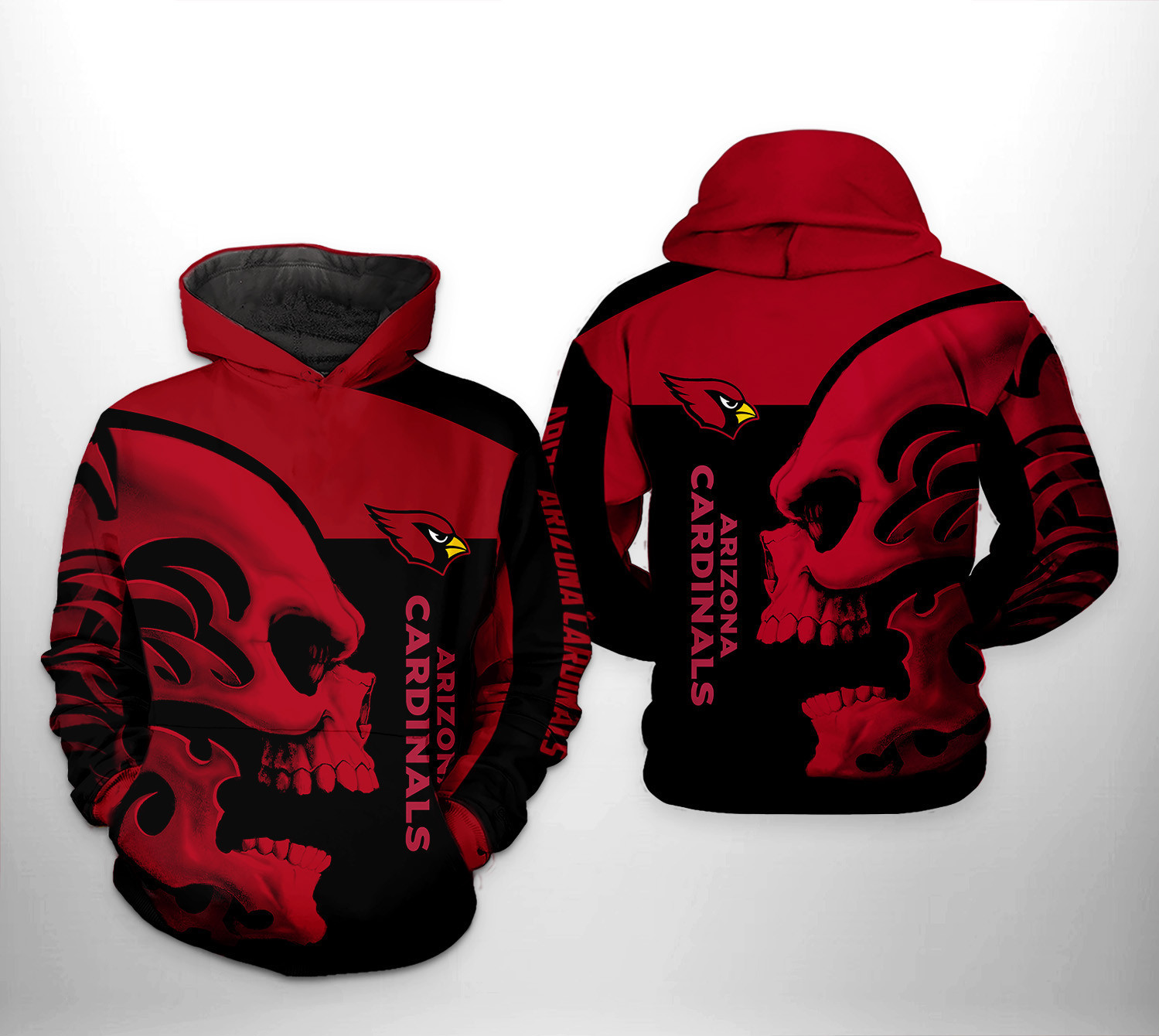 NFL Arizona Cardinals NFL Skull Hoodie  Zip Hoodie