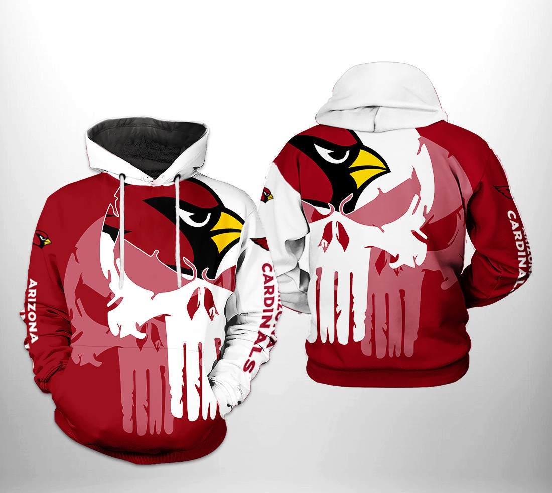 NFL Arizona Cardinals NFL Team Skull Hoodie  Zip Hoodie