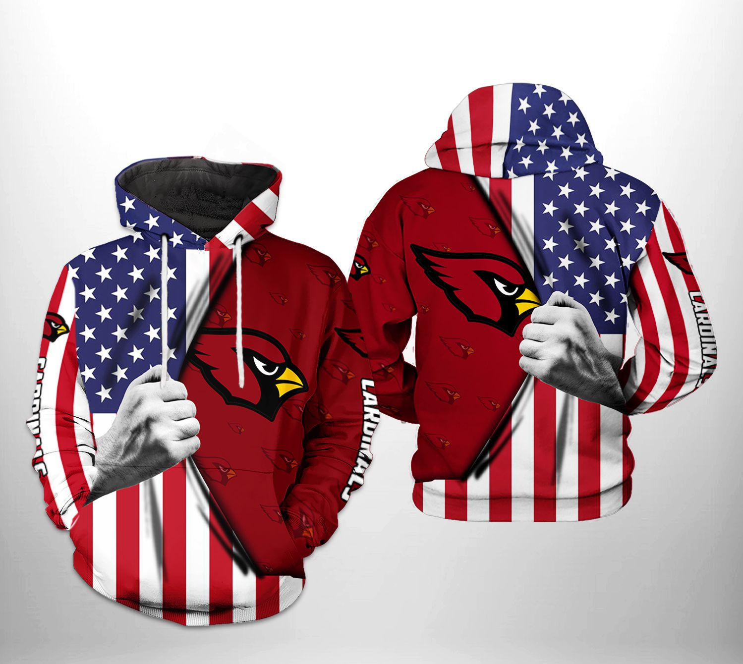 NFL Arizona Cardinals NFL US Flag Team Hoodie  Zip Hoodie Version 2969