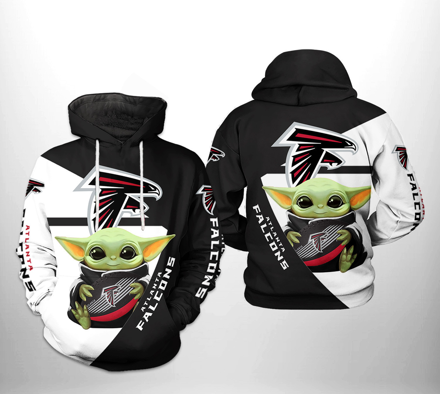 NFL Atlanta Falcons NFL Baby Yoda Team Hoodie  Zip Hoodie