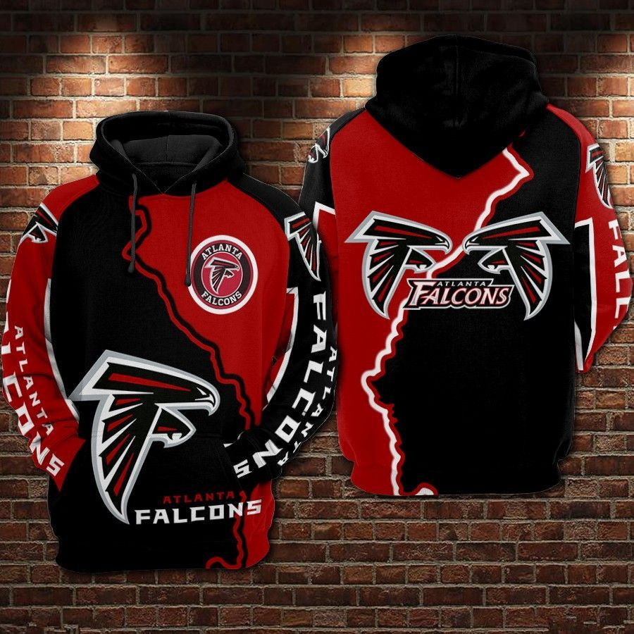NFL Atlanta Falcons Nfl Football Red Black Hoodie  Zip Hoodie