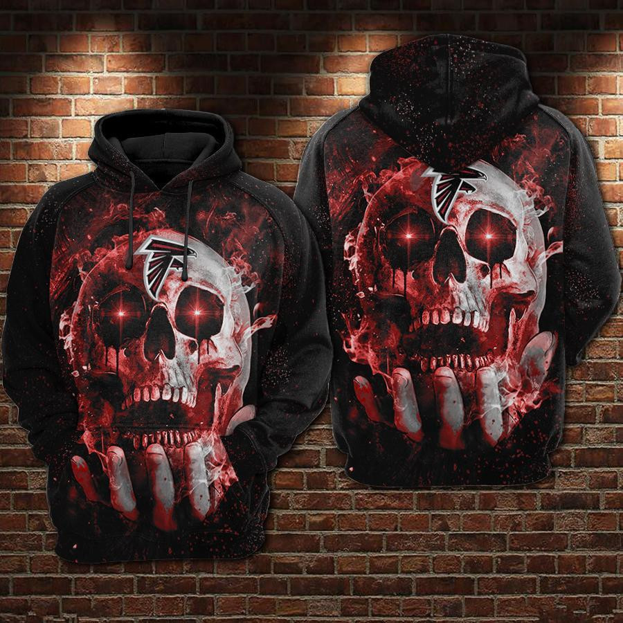 NFL Atlanta Falcons NFL Skull Black Red Hoodie  Zip Hoodie