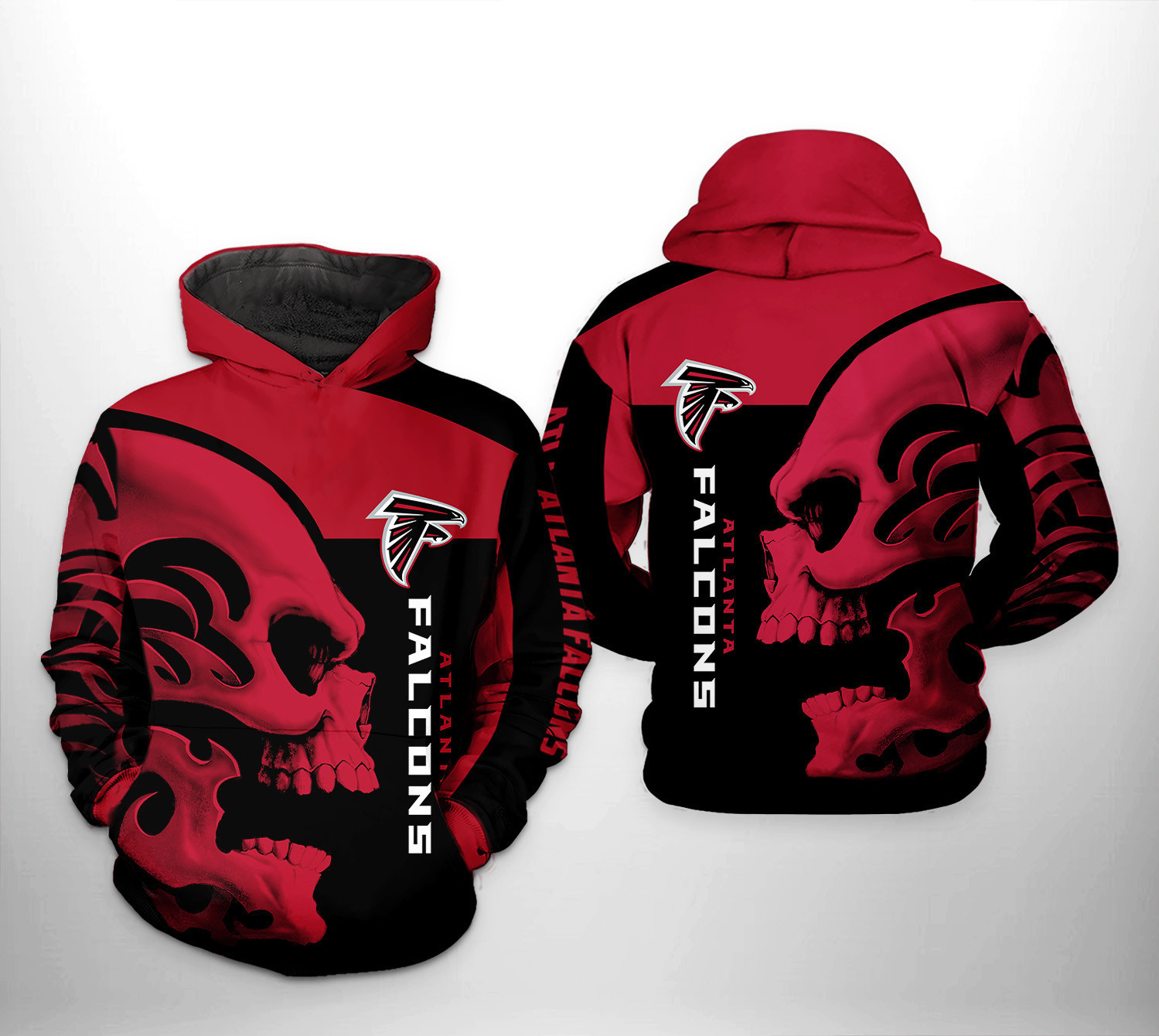 NFL Atlanta Falcons NFL Skull Hoodie  Zip Hoodie