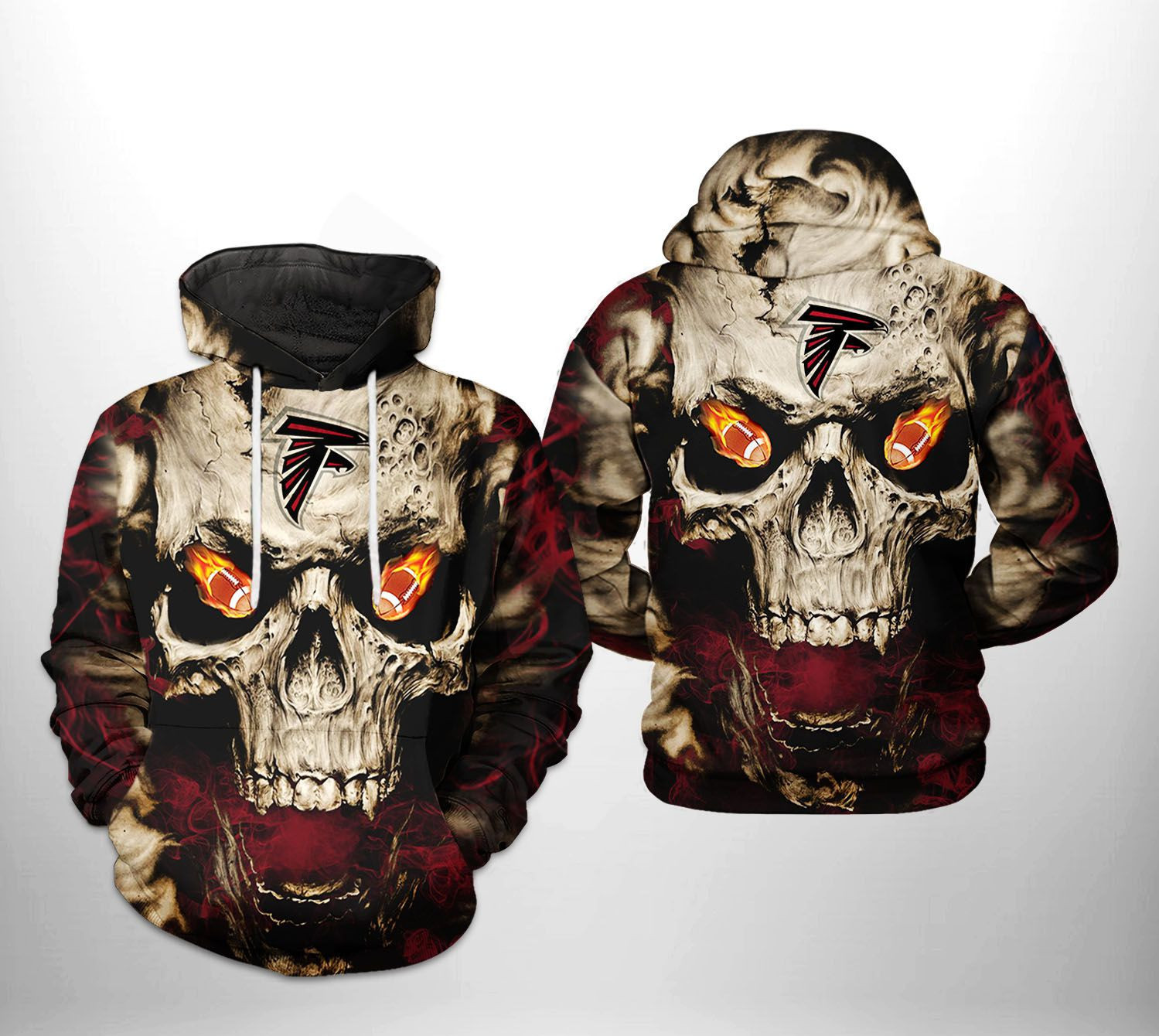 NFL Atlanta Falcons NFL Skull Team Hoodie  Zip Hoodie