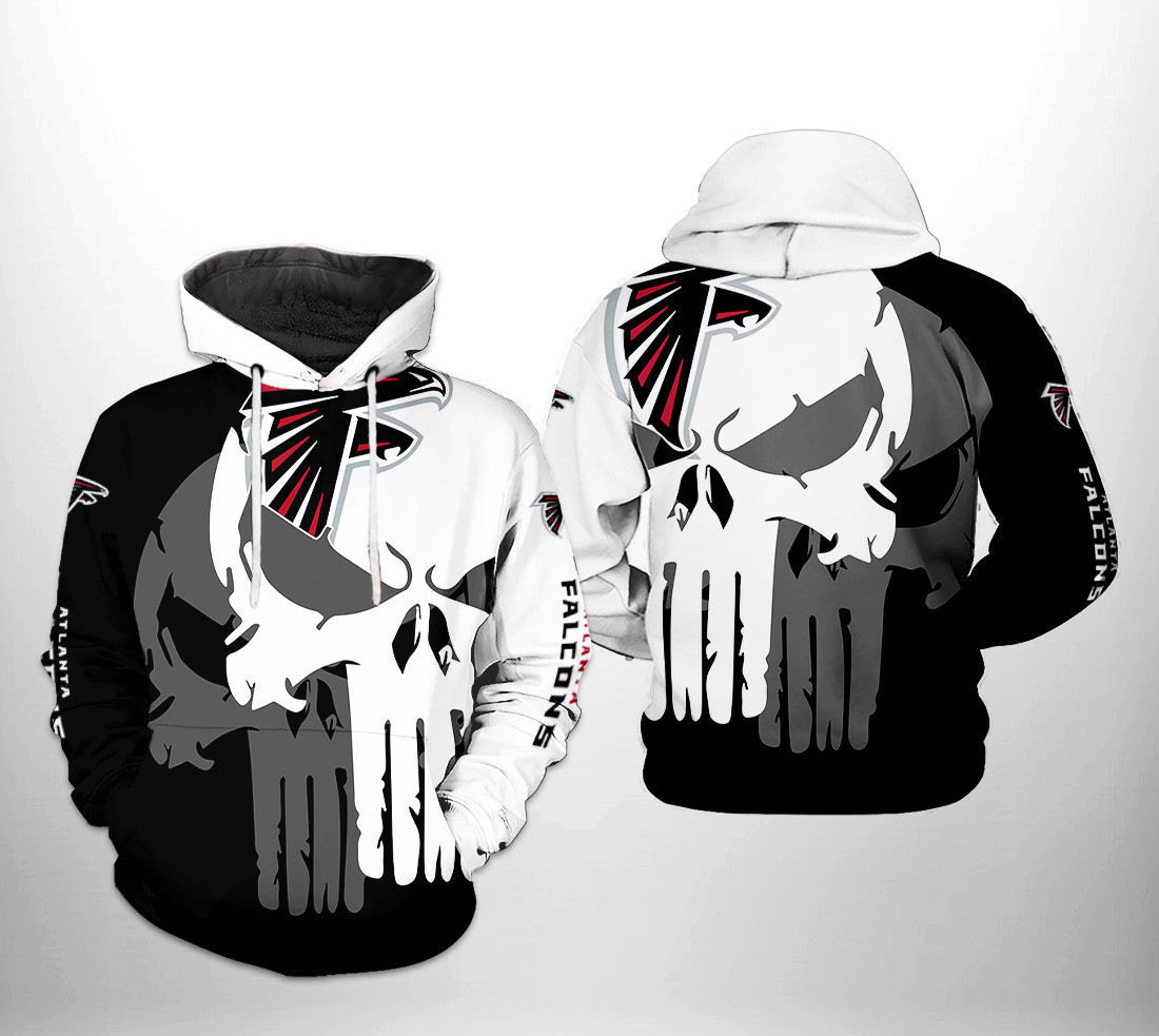 NFL Atlanta Falcons NFL Team Skull Hoodie  Zip Hoodie