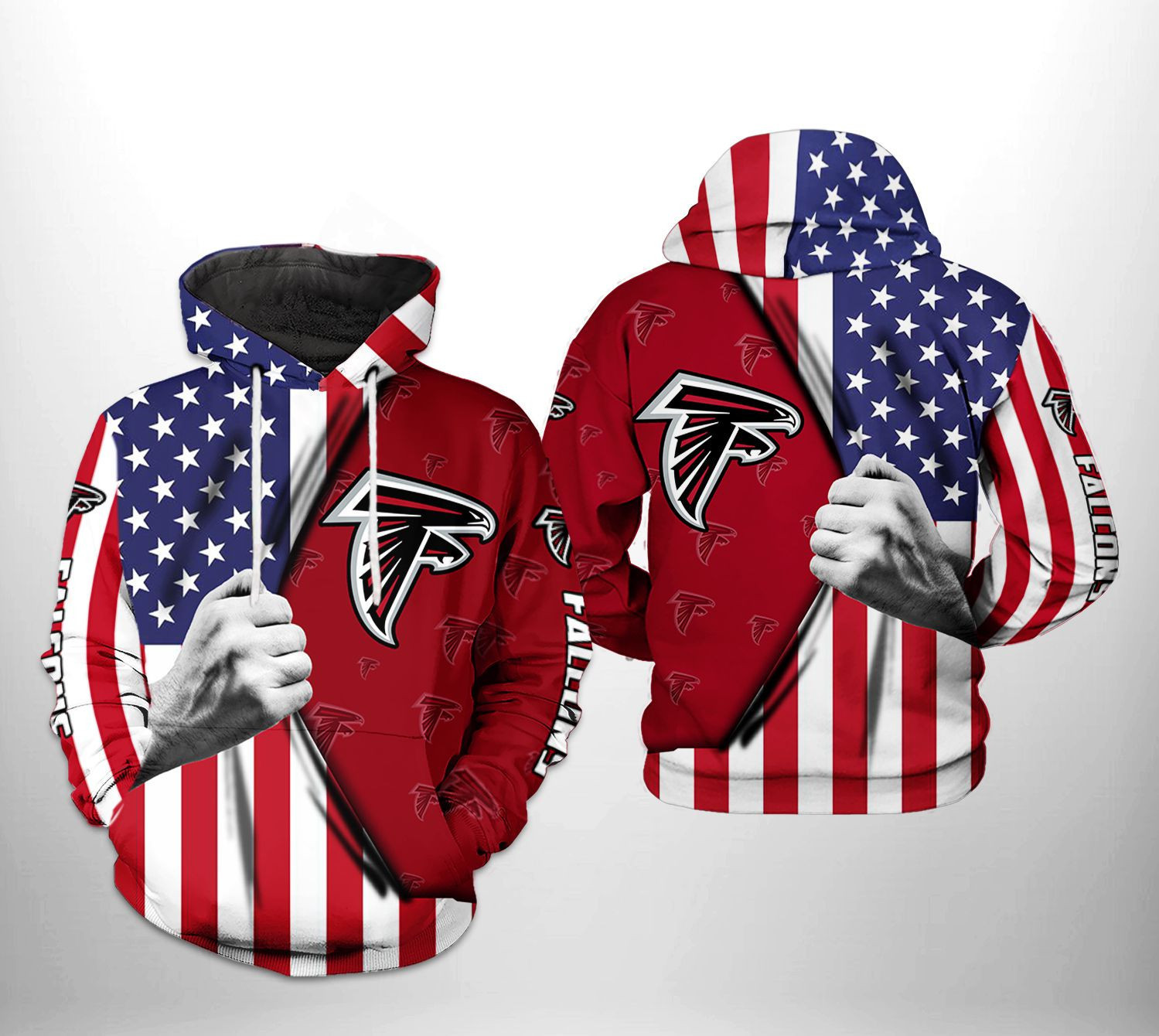 NFL Atlanta Falcons NFL US Flag Team Hoodie  Zip Hoodie Version 2898