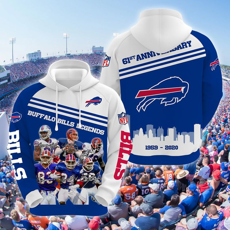 NFL Buffalo Bills Nfl 61th Anniversary Legend Hoodie  Zip Hoodie