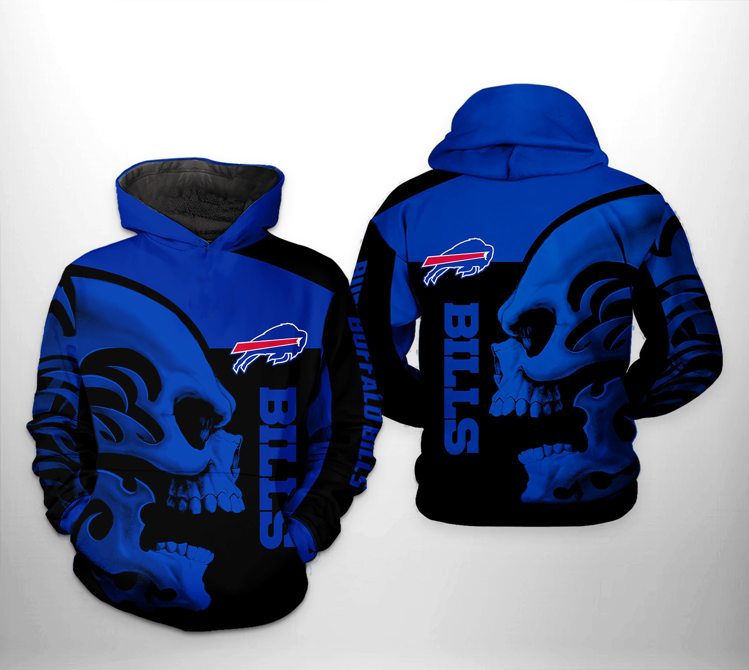NFL Buffalo Bills NFL Skull Hoodie  Zip Hoodie