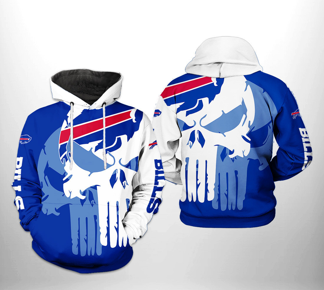 NFL Buffalo Bills NFL Team Skull Hoodie  Zip Hoodie