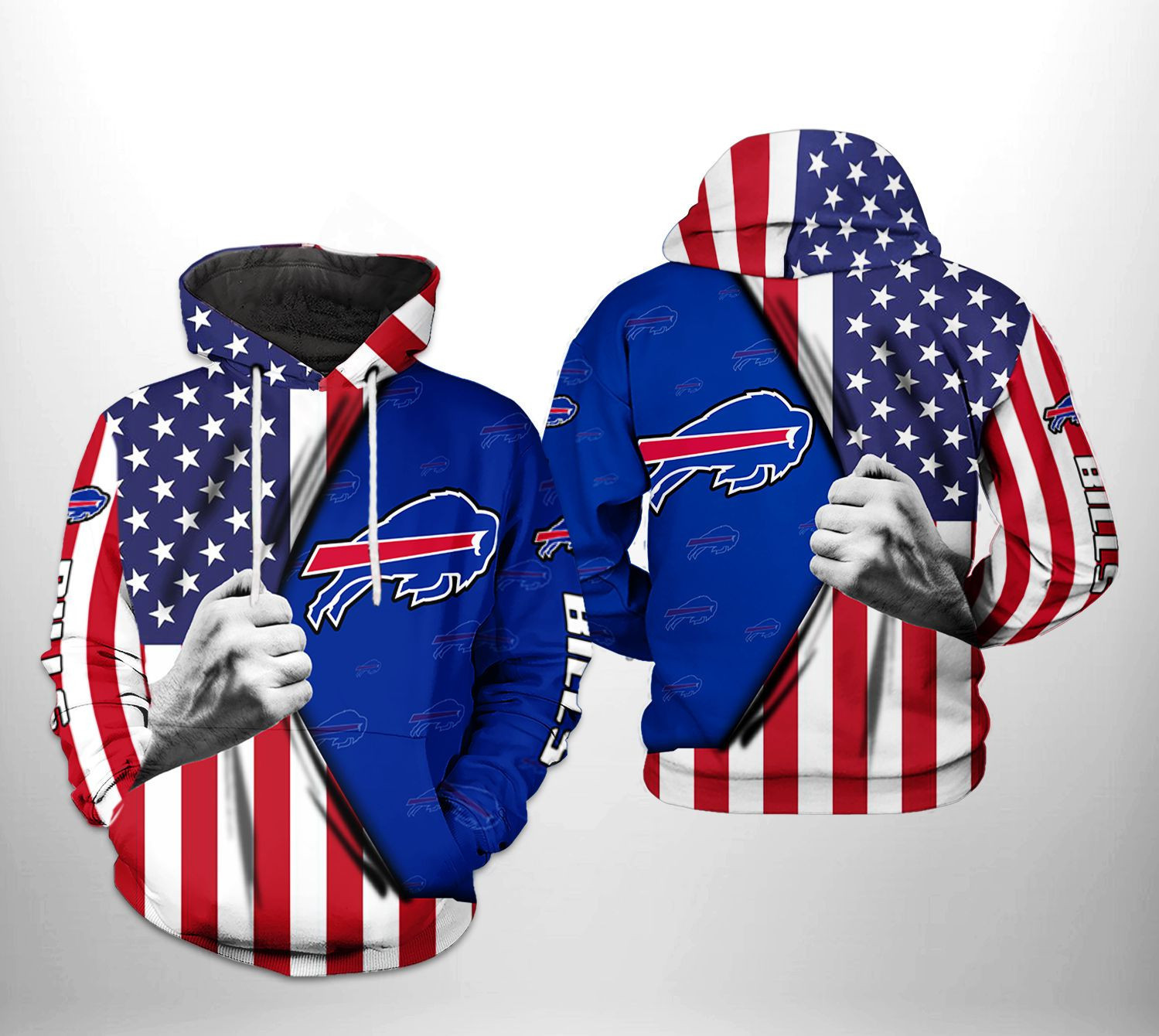 NFL Buffalo Bills NFL US Flag Team Hoodie  Zip Hoodie Version 2209