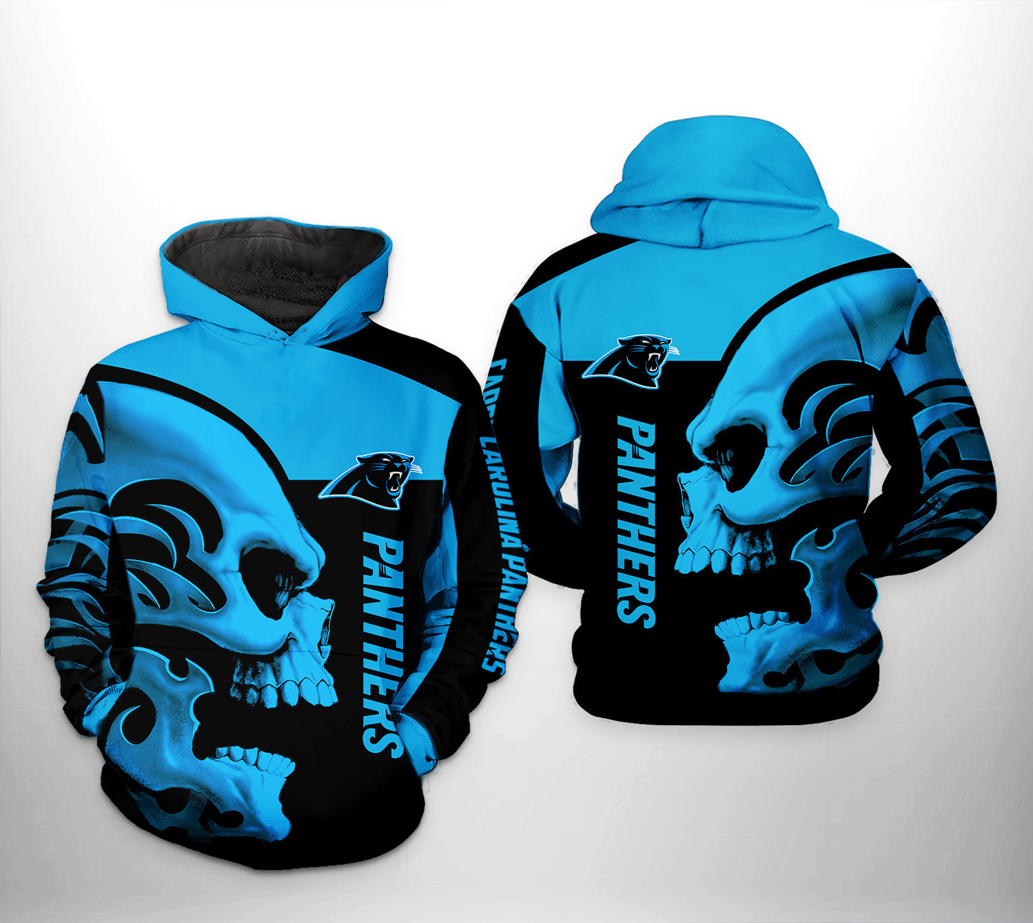 NFL Carolina Panthers NFL Skull Hoodie  Zip Hoodie