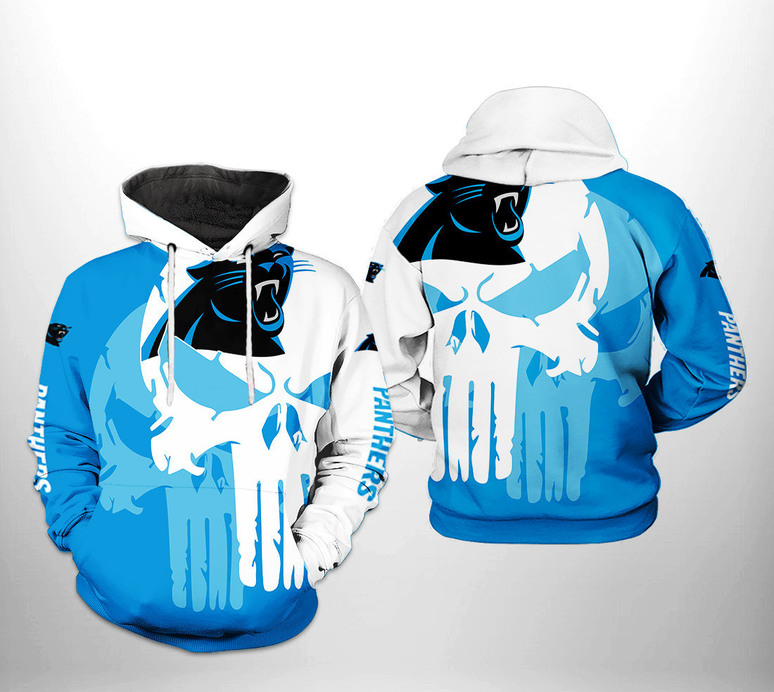 NFL Carolina Panthers NFL Team Skull Hoodie  Zip Hoodie