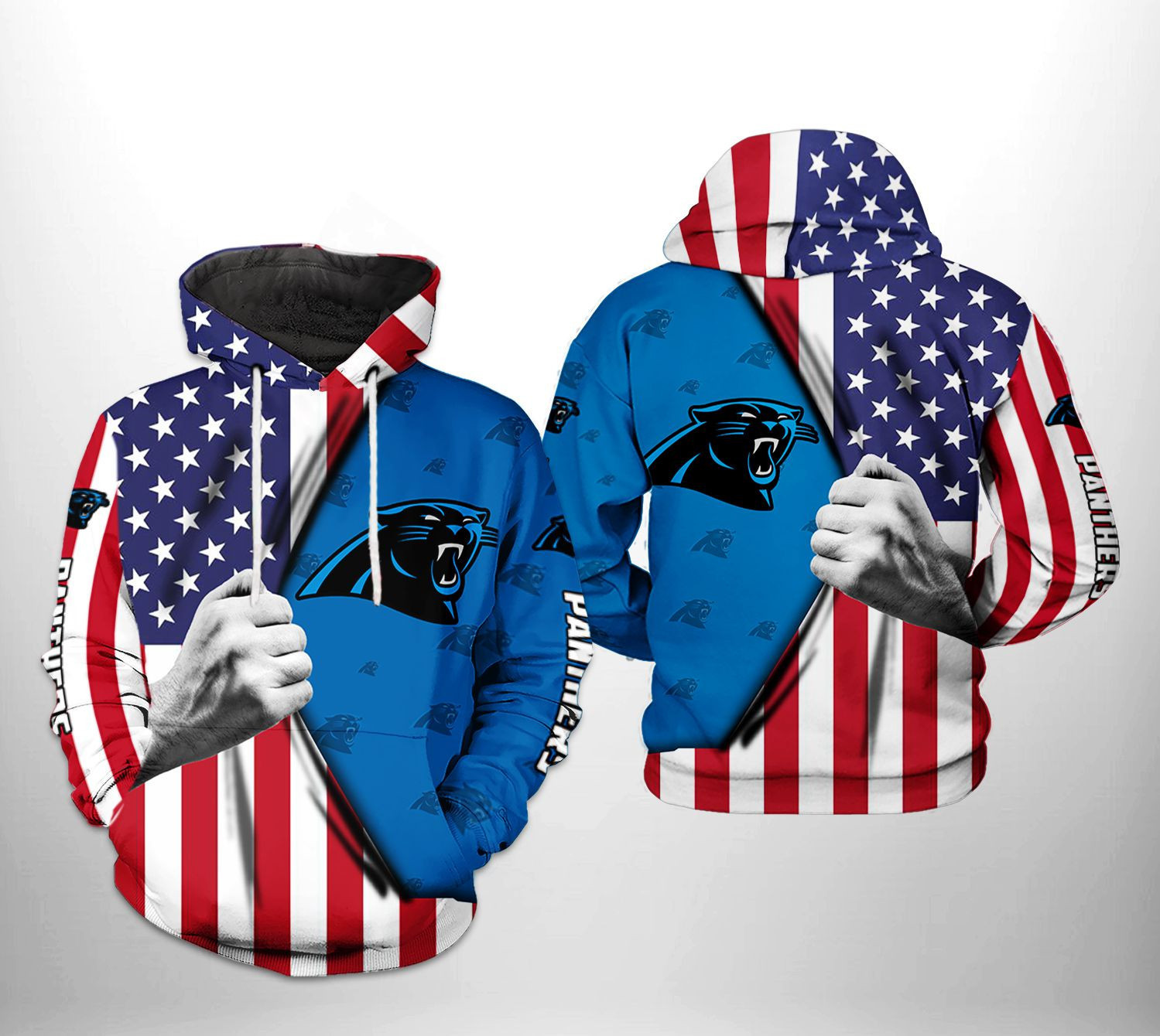 NFL Carolina Panthers NFL US Flag Team Hoodie  Zip Hoodie Version 2669
