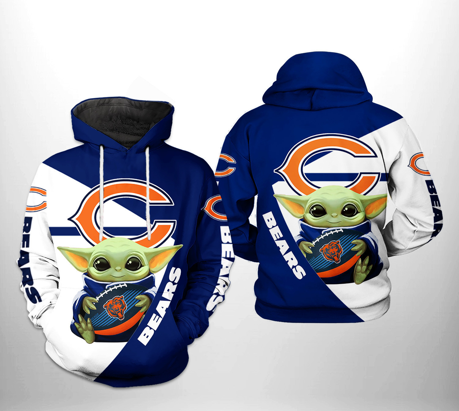 NFL Chicago Bears NFL Baby Yoda Team Hoodie  Zip Hoodie