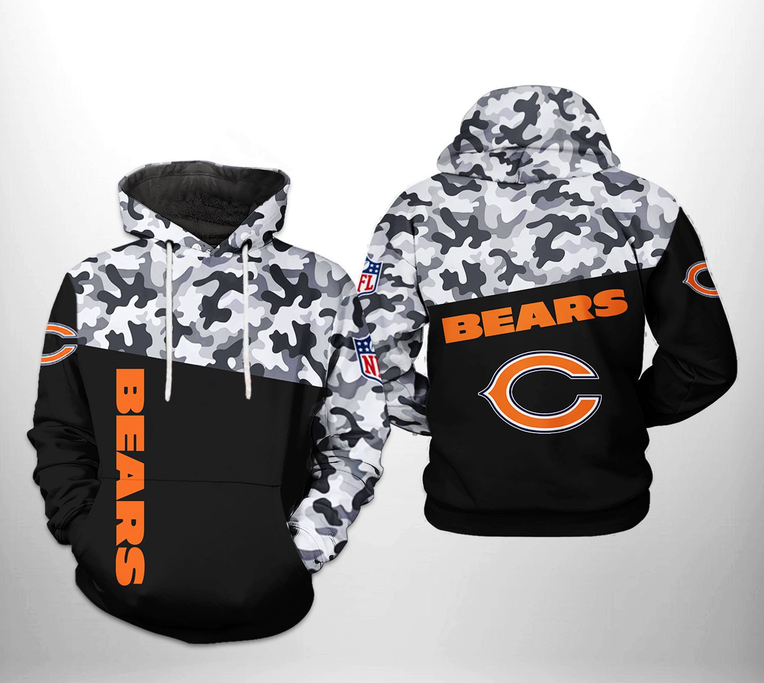 NFL Chicago Bears NFL Camo Veteran Team Hoodie  Zip Hoodie