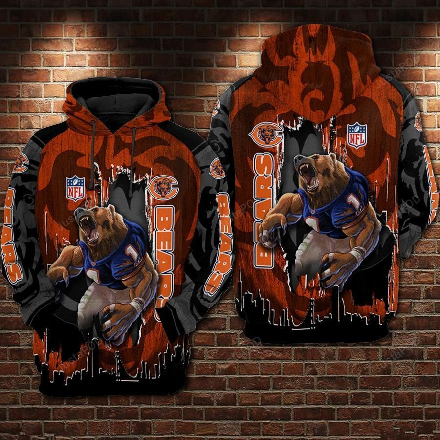 NFL Chicago Bears Nfl Football Camouflage Tiger Hoodie  Zip Hoodie