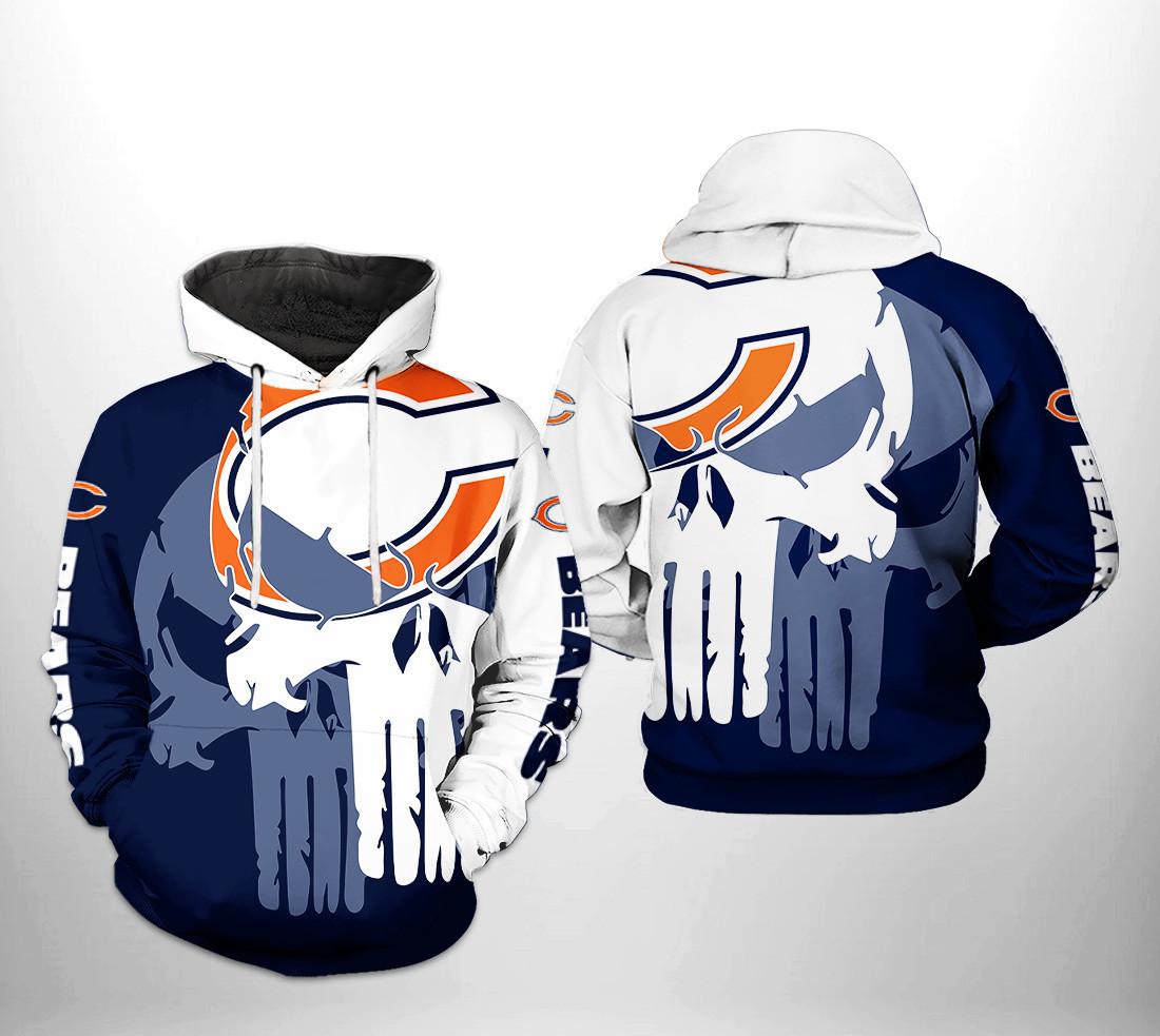 NFL Chicago Bears NFL Team Skull Hoodie  Zip Hoodie