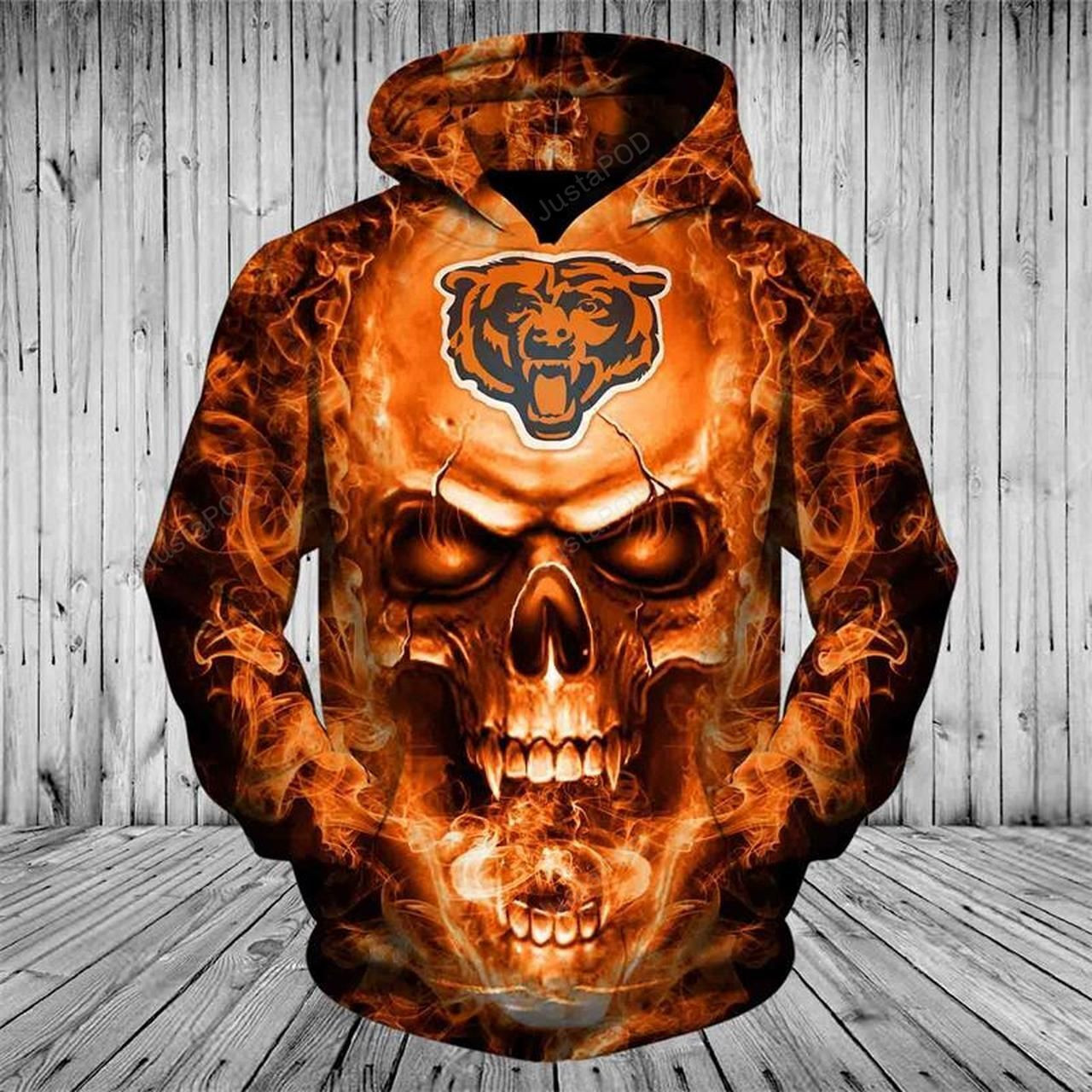 NFL Chicago Bears Skull Hoodie  Zip Hoodie Version 866