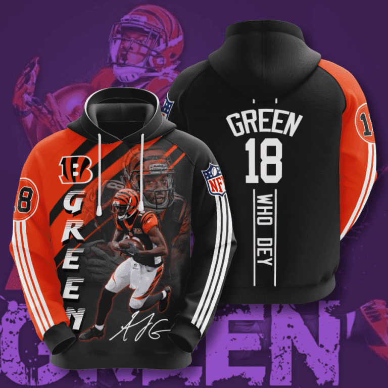 NFL Cincinnati Bengals Green 18 Hoodie  Zip Hoodie