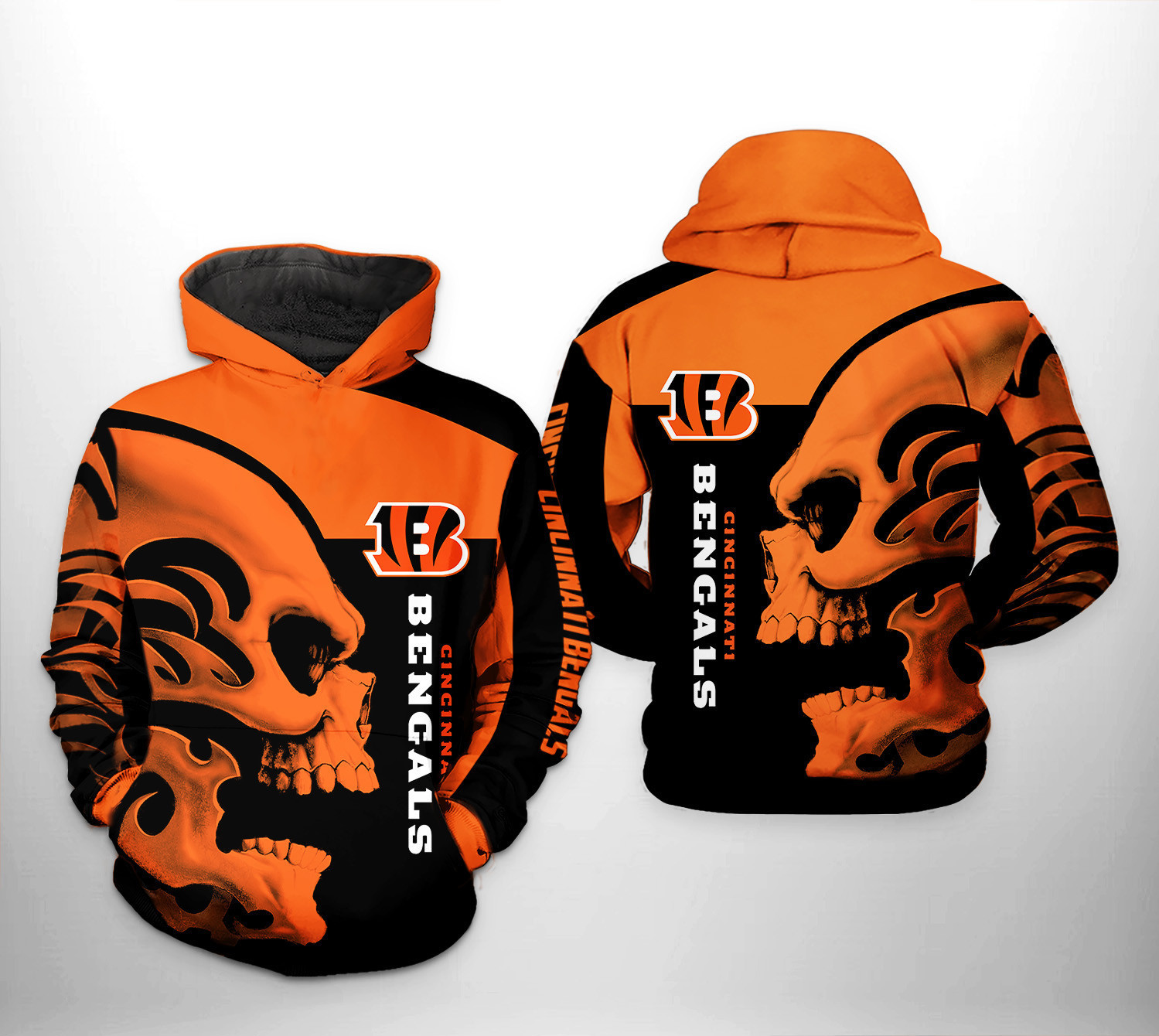 NFL Cincinnati Bengals NFL Skull Hoodie  Zip Hoodie